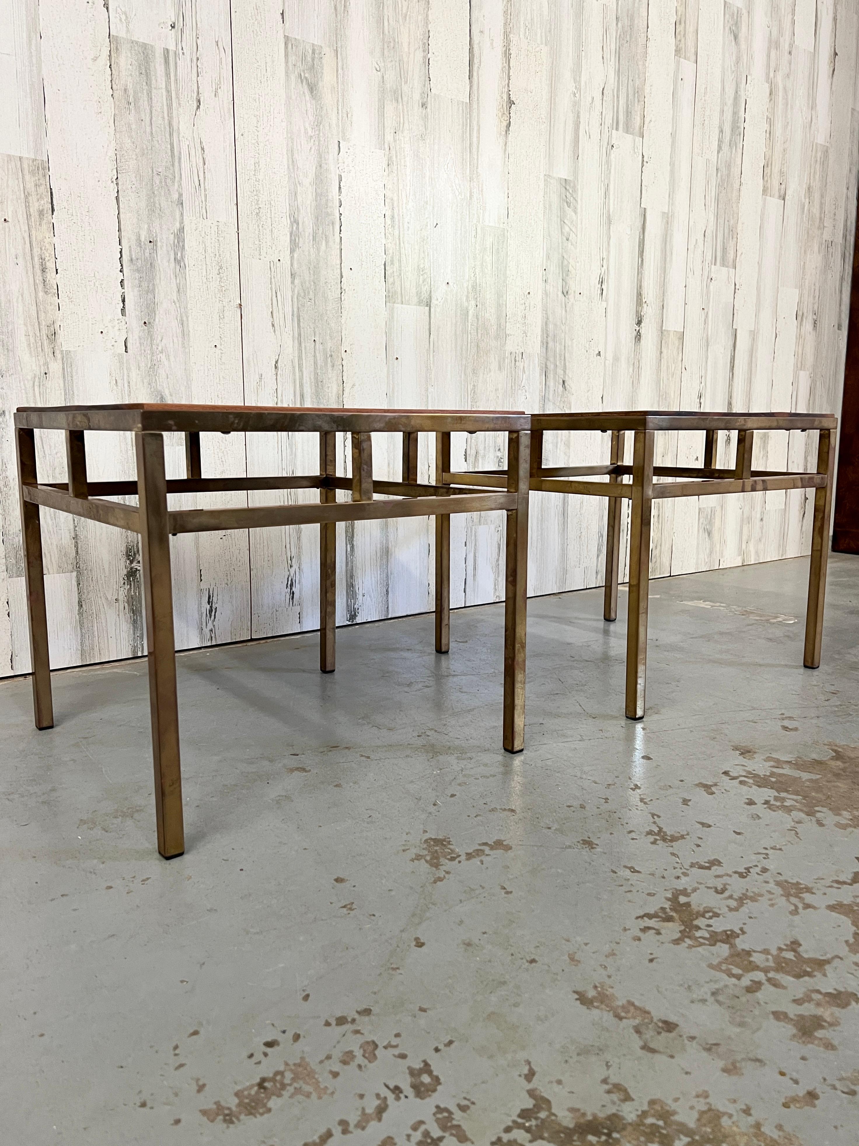 1970s Brass and Walnut End Tables For Sale 2