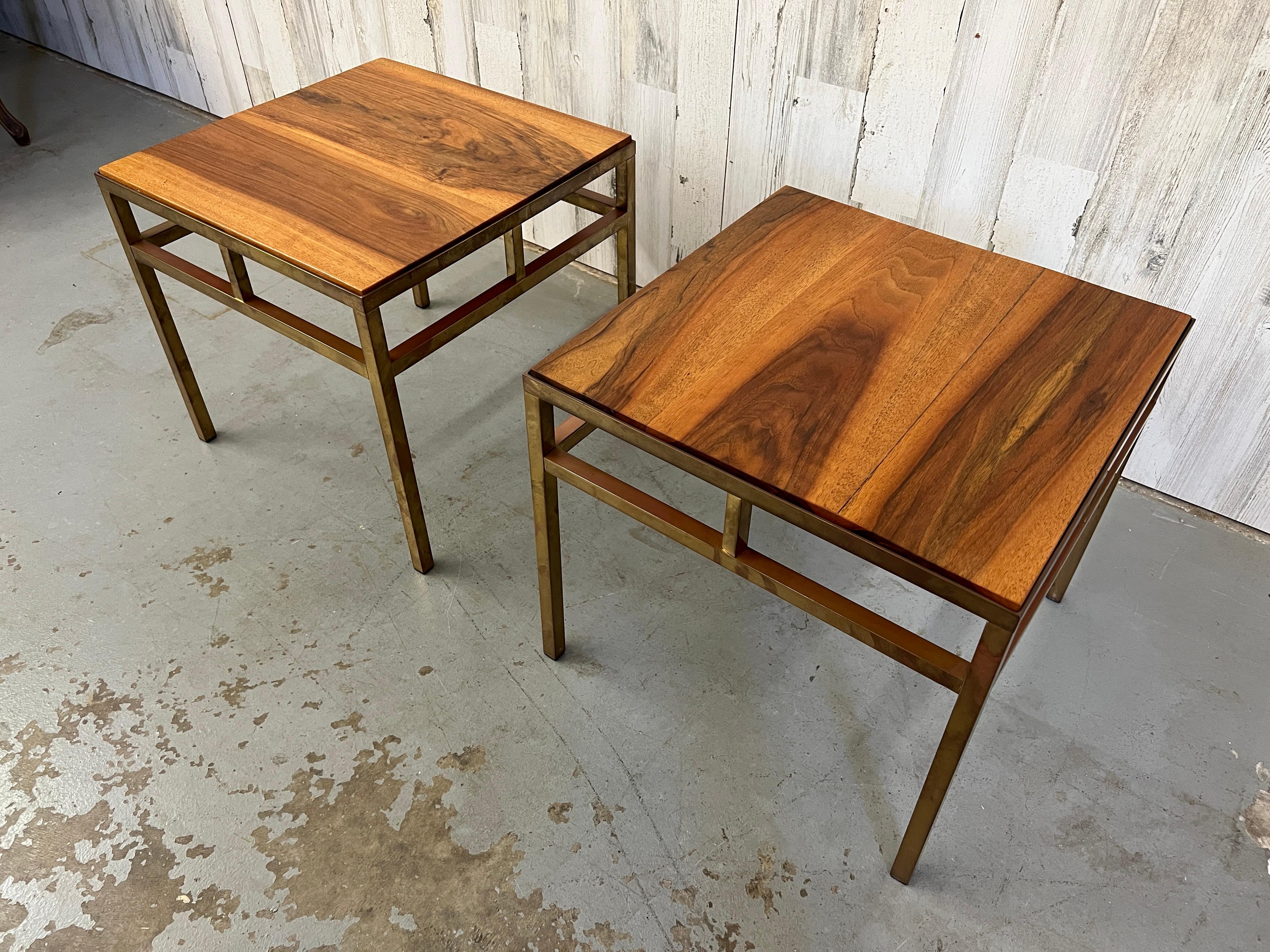 1970s Brass and Walnut End Tables For Sale 3