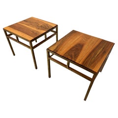 Vintage 1970s Brass and Walnut End Tables
