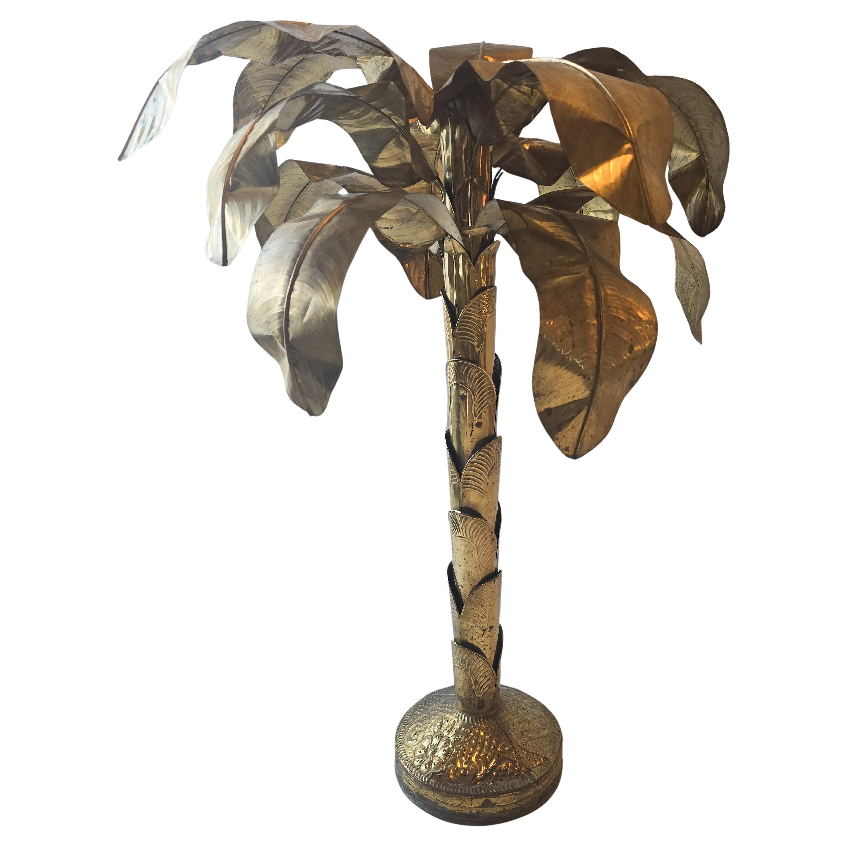 1970s Brass Banana Palm Three Decorative Sculpture