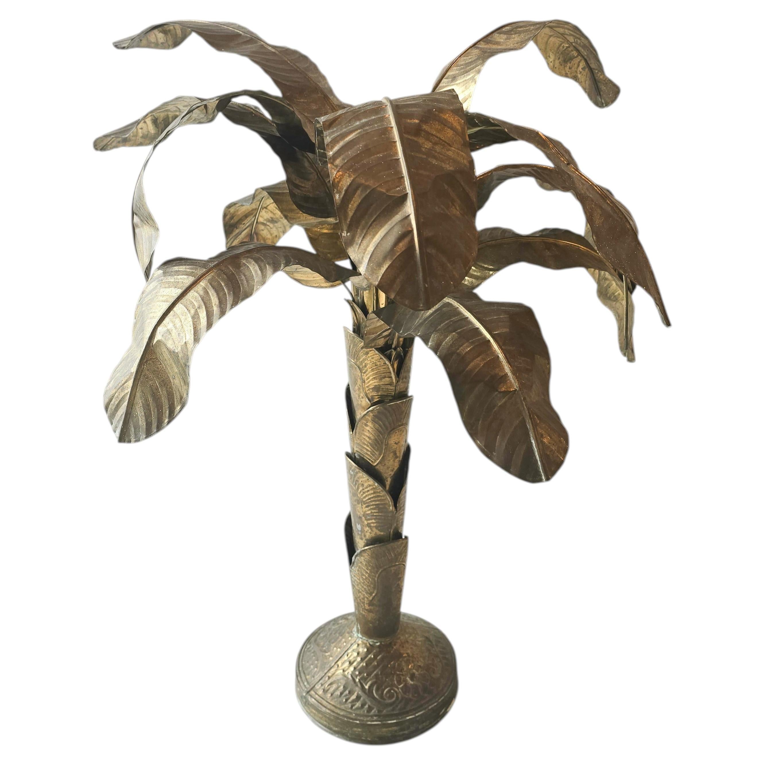 1970s Brass Banana Palm Three Decorative Sculpture