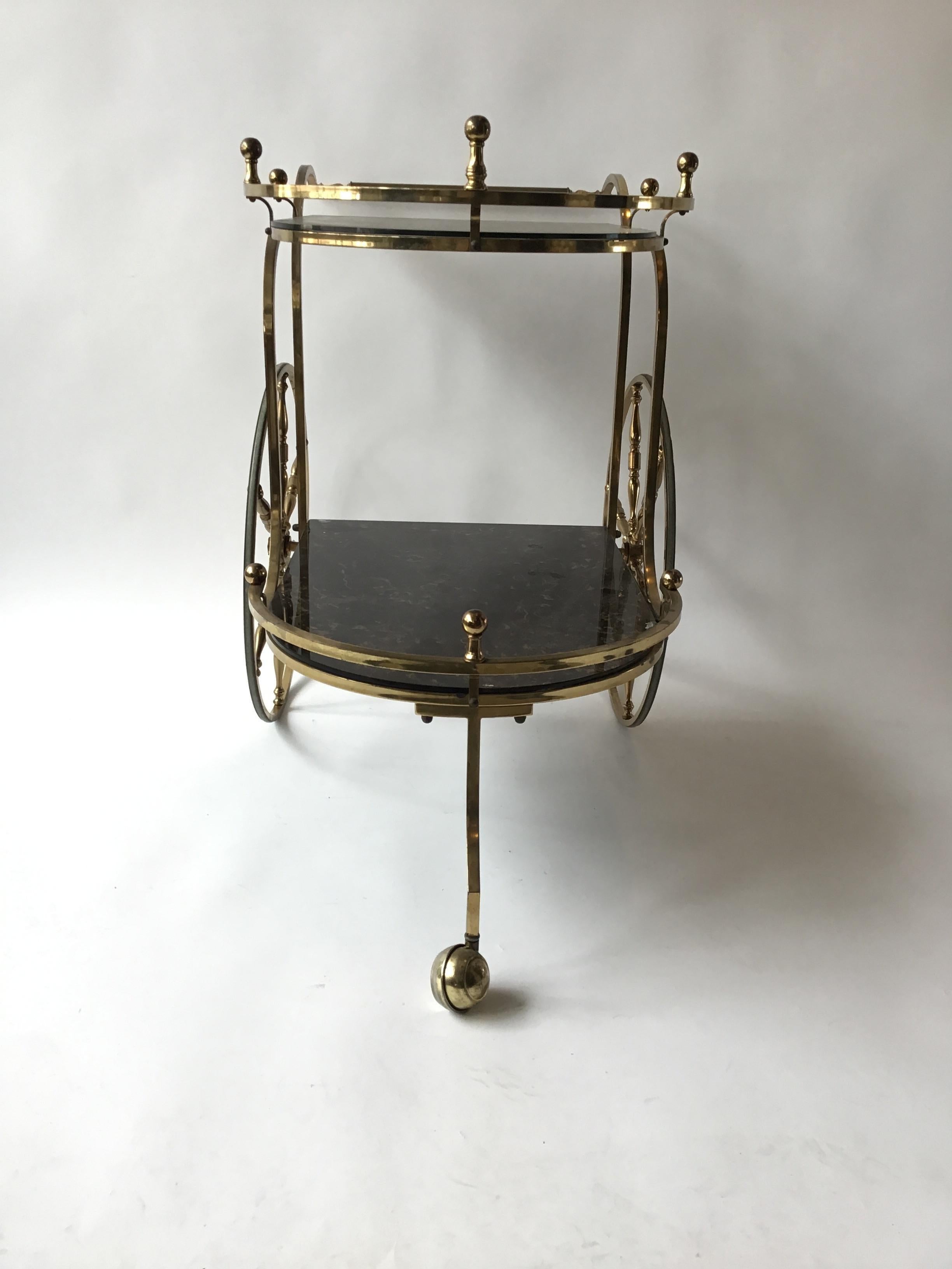 1970s Brass Bar Cart In Good Condition In Tarrytown, NY