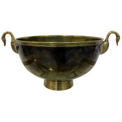 1970s Brass Bowl with Swan Handles