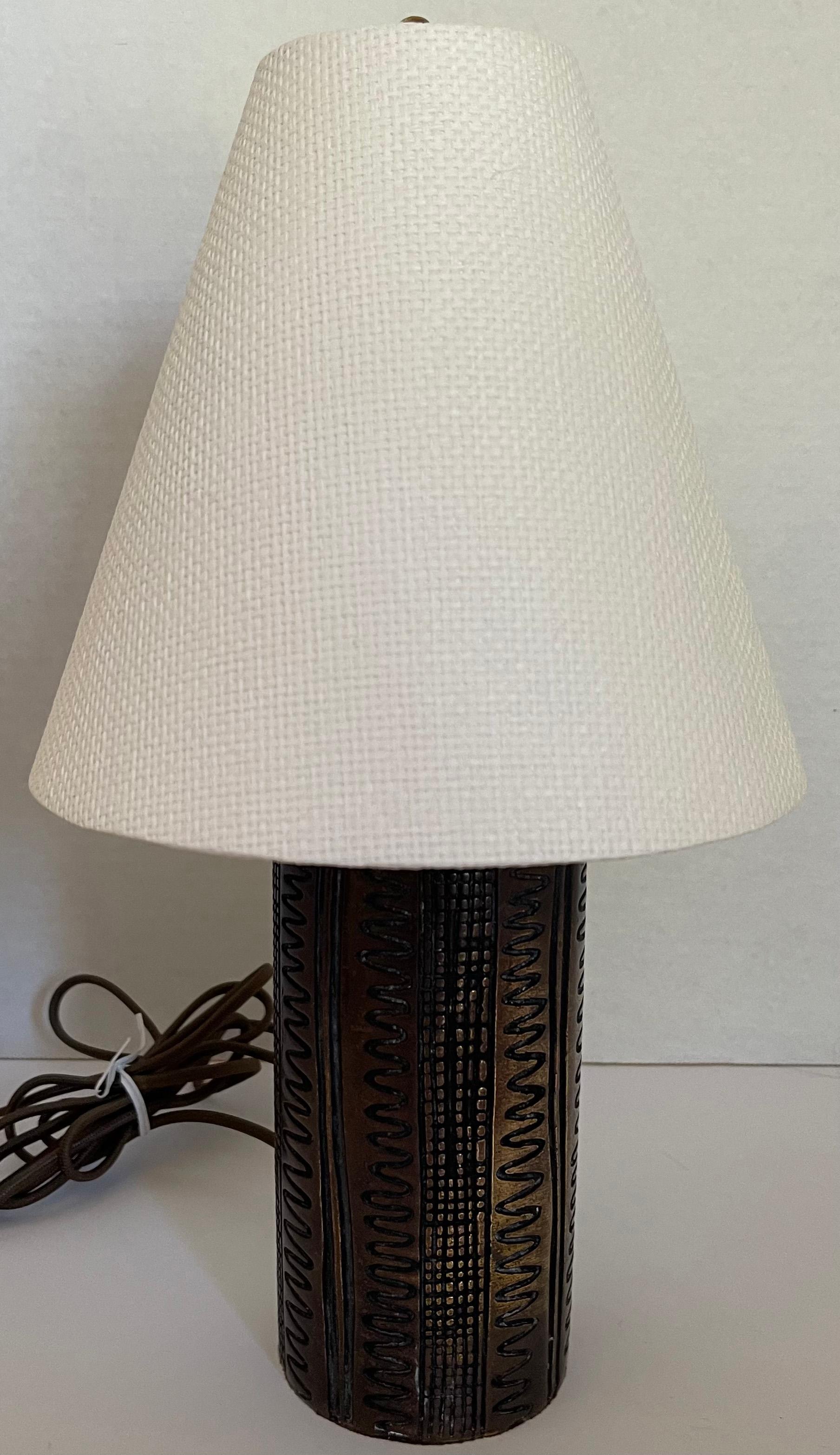 American 1970s Brass Brutalist Style Petite Table Lamp For Sale
