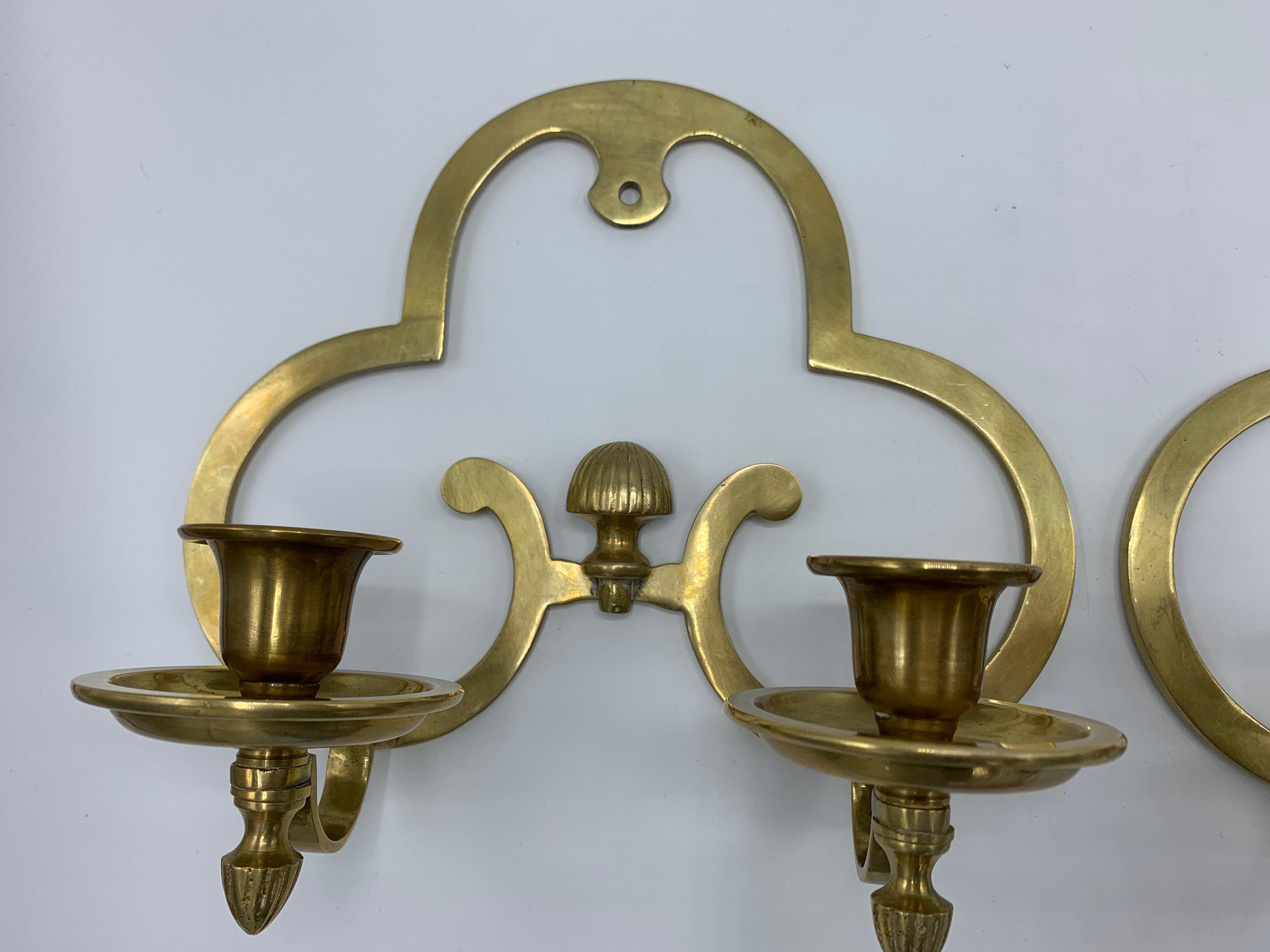 1970s Brass Candlestick Wall Sconces, Pair In Good Condition In Richmond, VA