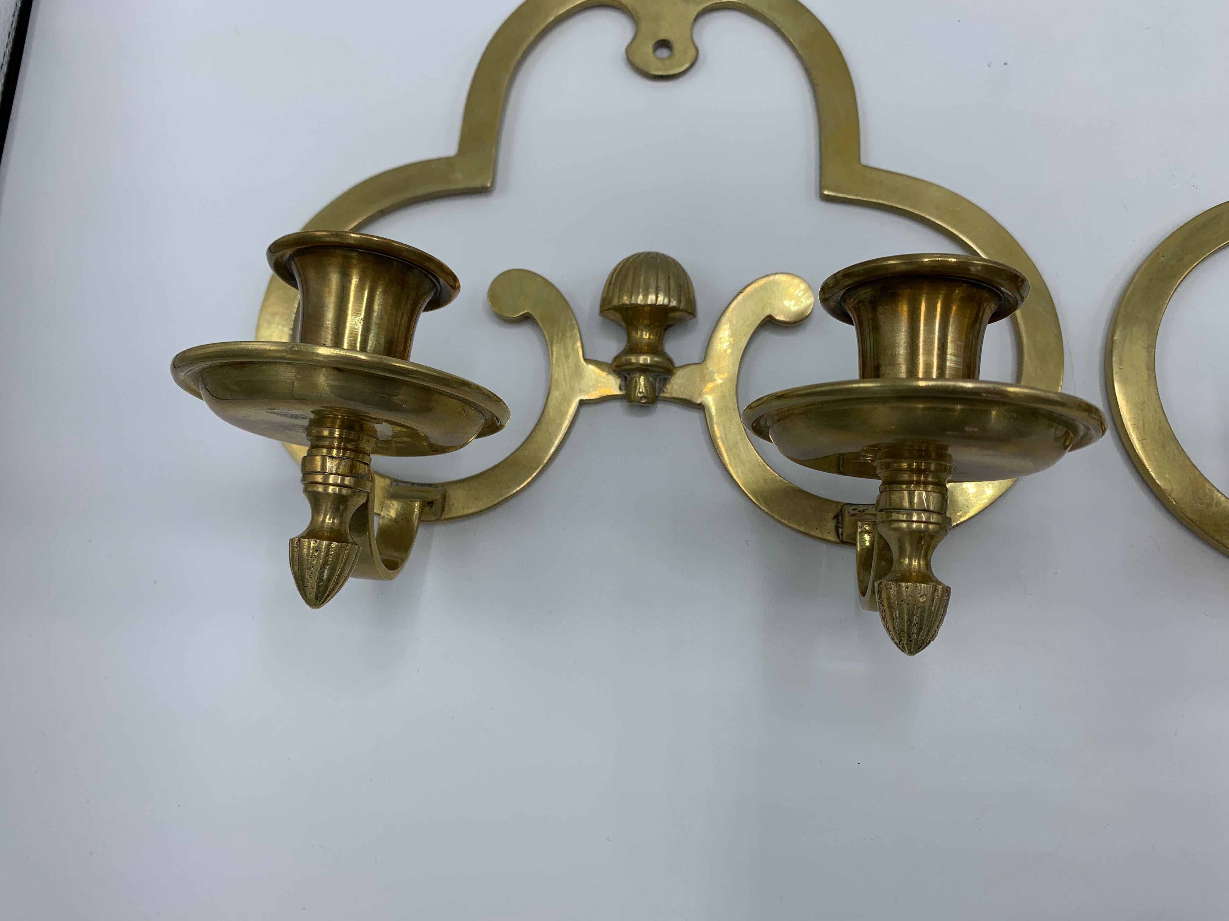 20th Century 1970s Brass Candlestick Wall Sconces, Pair