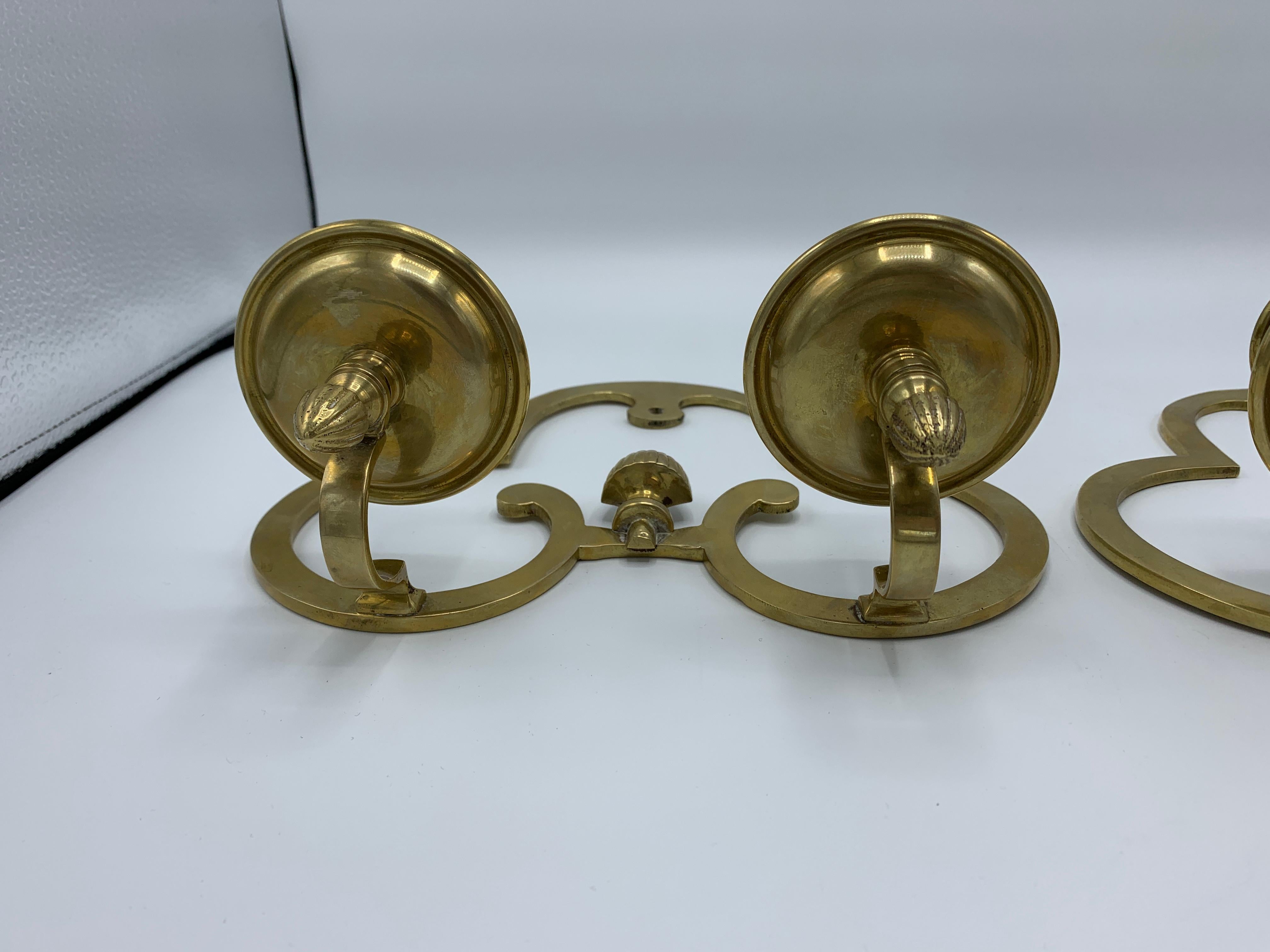 1970s Brass Candlestick Wall Sconces, Pair 1