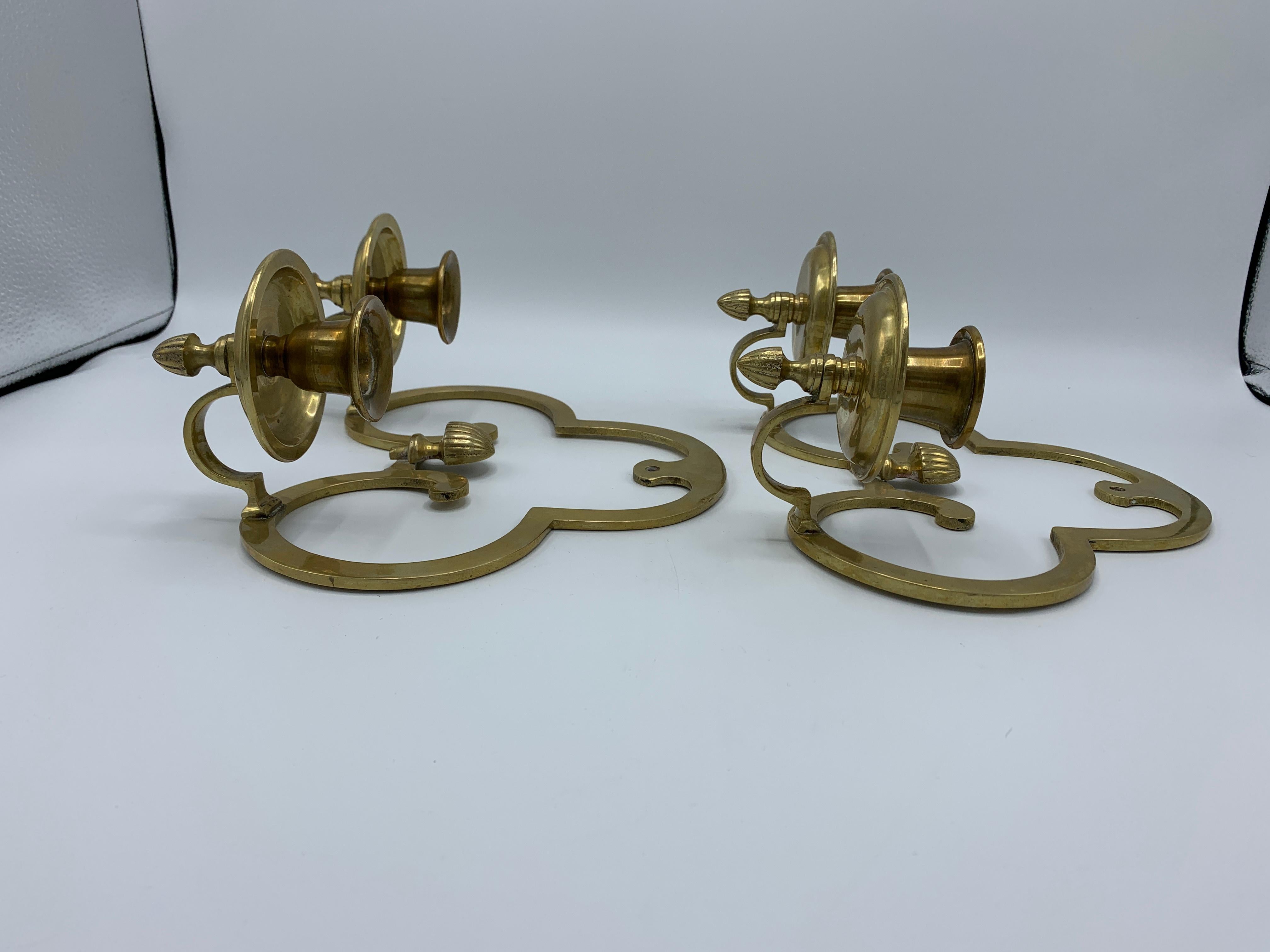 1970s Brass Candlestick Wall Sconces, Pair 2