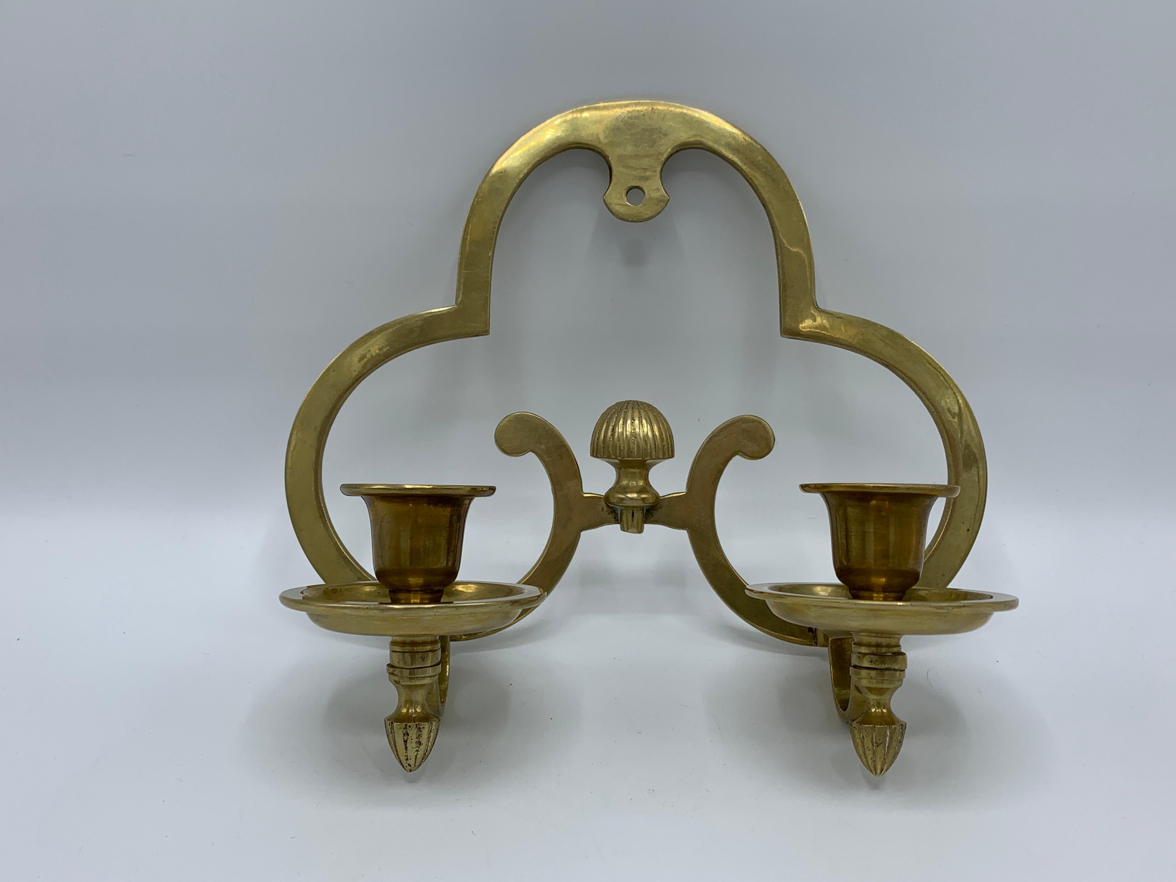 1970s Brass Candlestick Wall Sconces, Pair 5