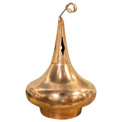 1970s, Brass Ceiling Lamp with Rounded Openwork Decoration
