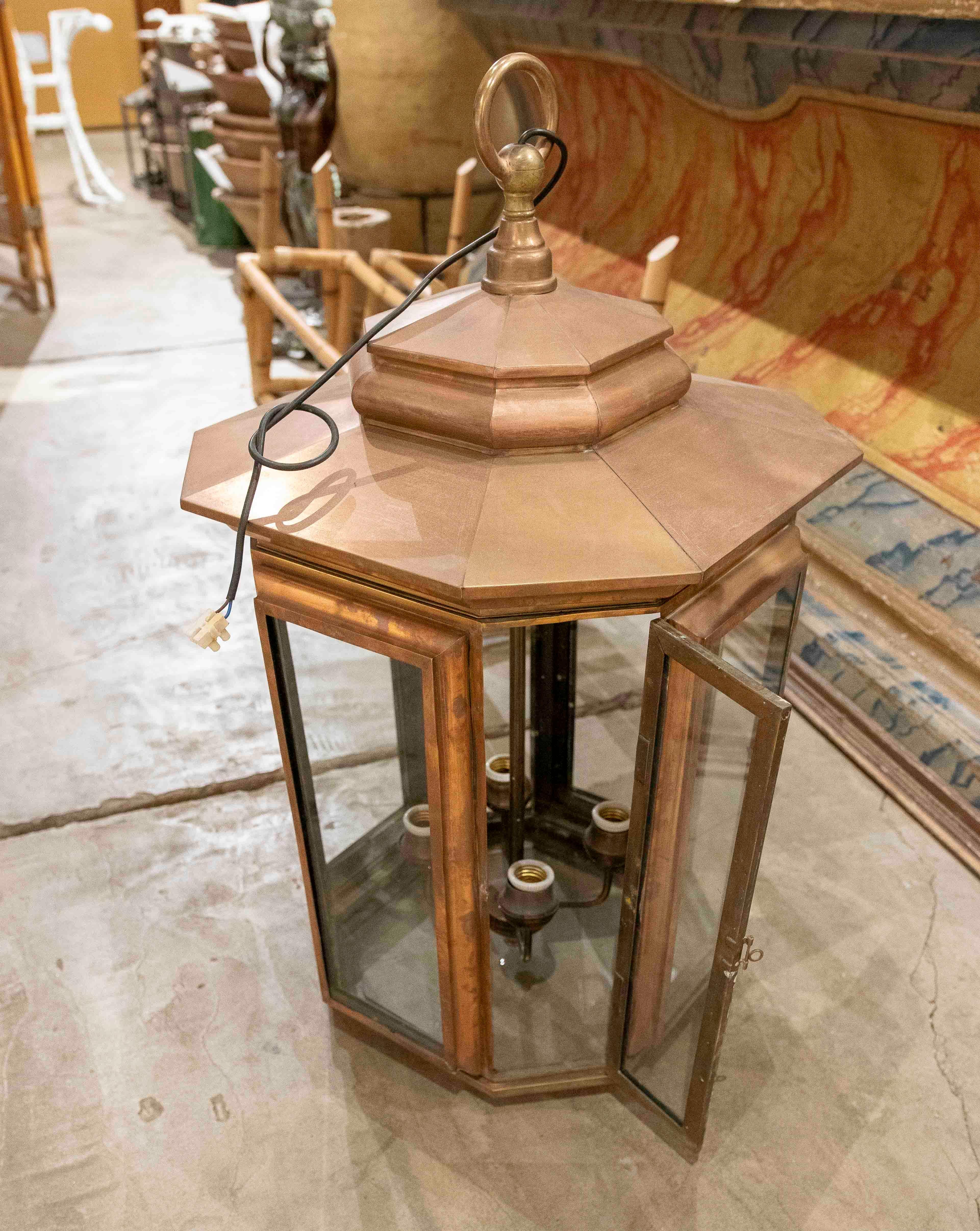 Lámpara de techo de latón de los años 70. en venta 3