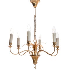 1970’s Brass Chandelier In style of Maison Charles