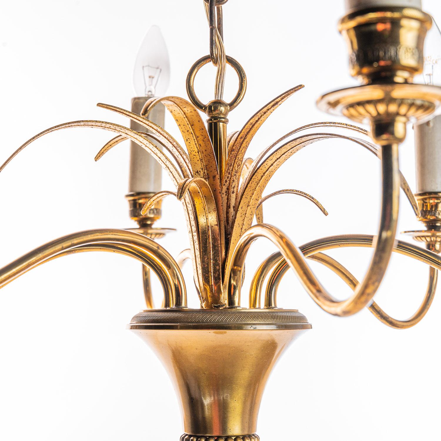 French 1970’s Brass Chandelier In style of Maison Charles For Sale
