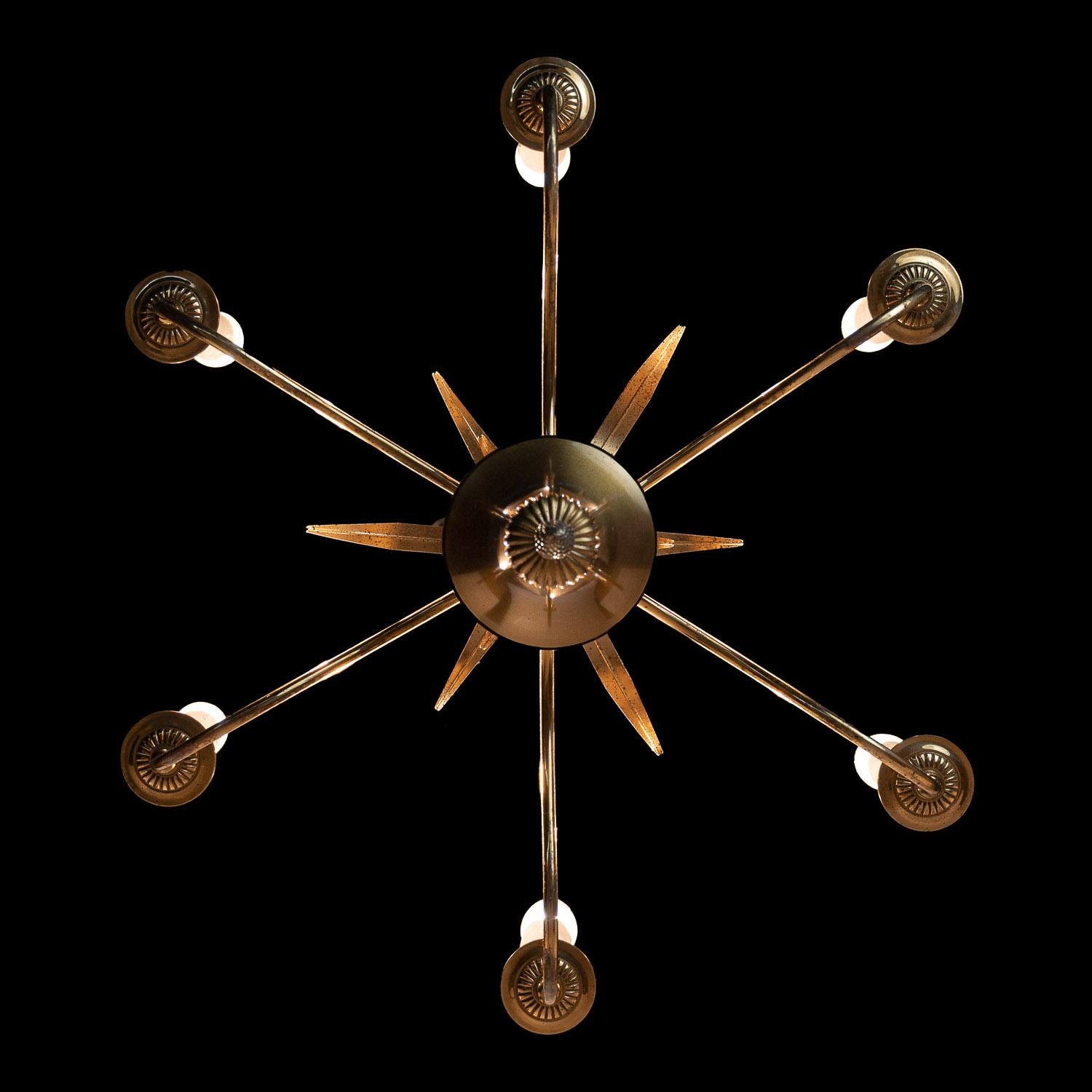 Lampadario in ottone degli anni '70 in stile Maison Charles in vendita 2