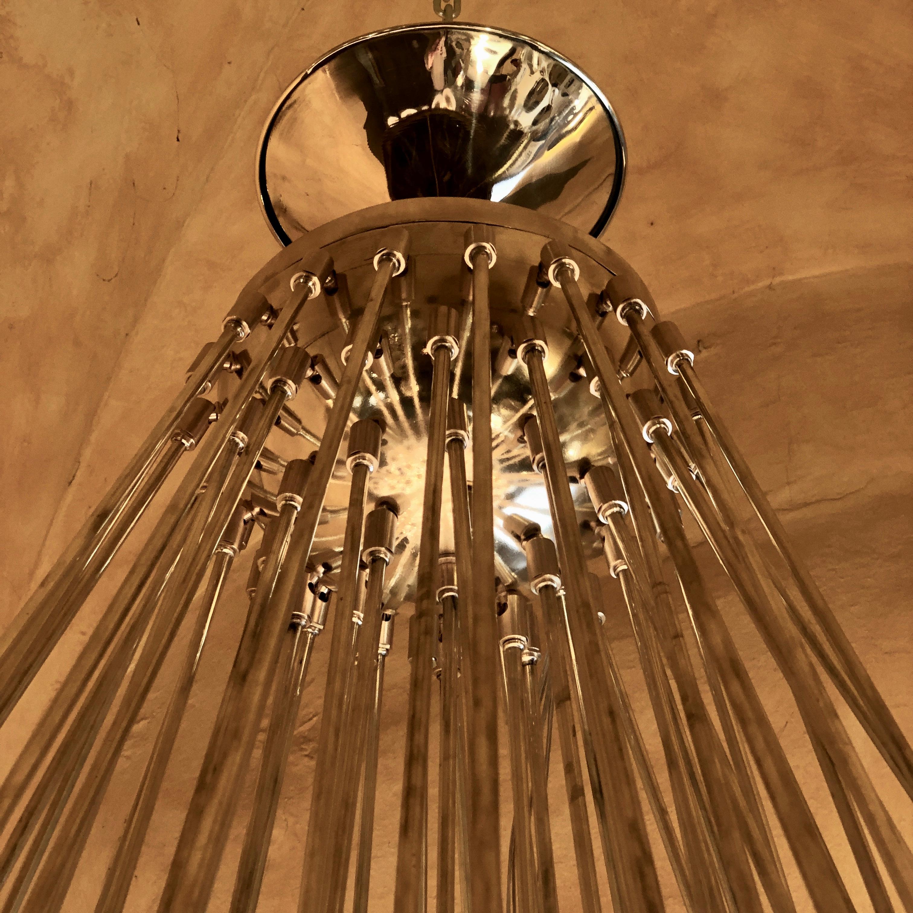 1970s Brass Chandelier with Transparent Pulegoso Murano Glass Diffusers, Venini 3