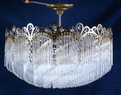 1970s Brass Chandelier with Swarovski Crystals, Spain