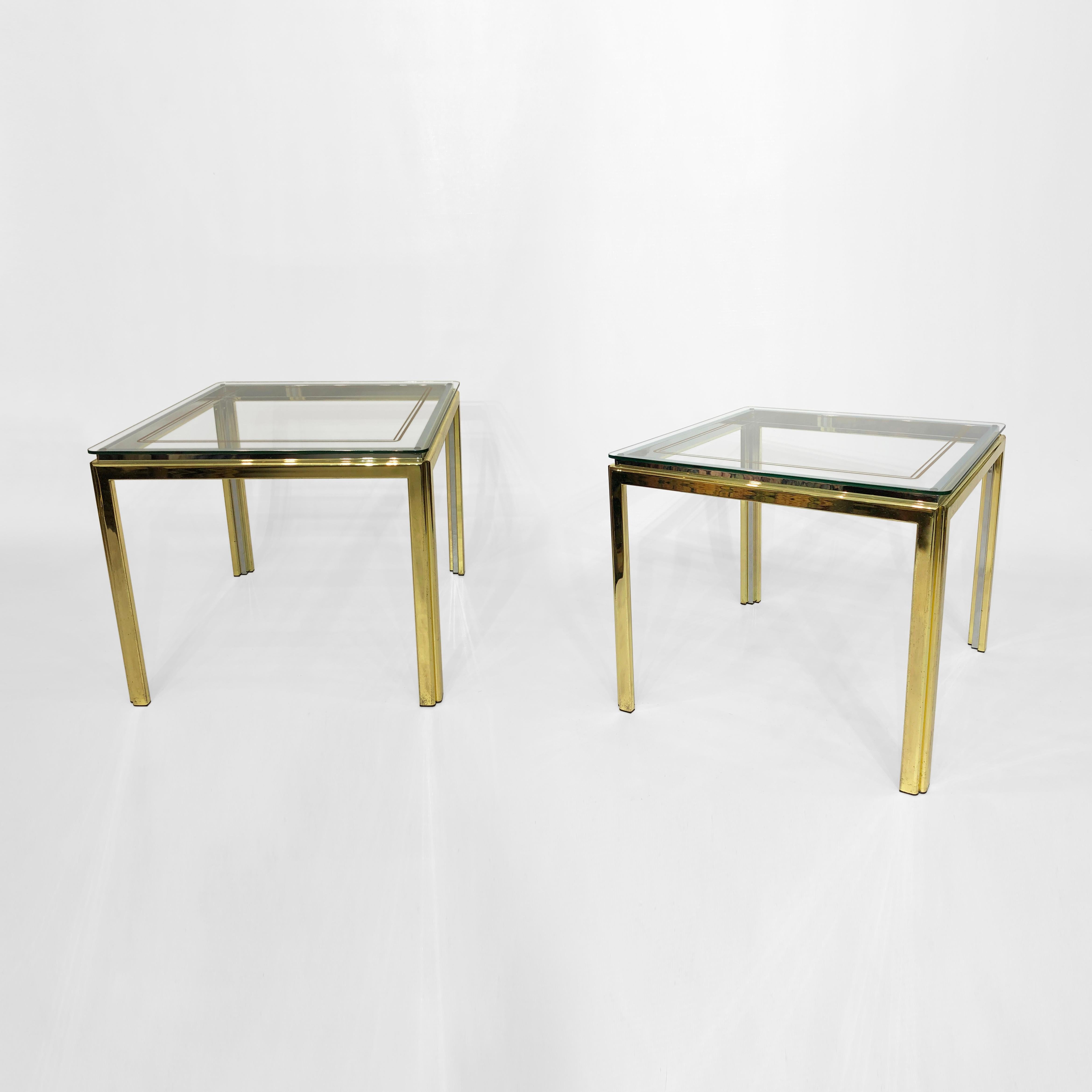 1970s Brass Chrome Glass Side Table Renato Zevi Style 6 Available Hollywood Rege For Sale 4