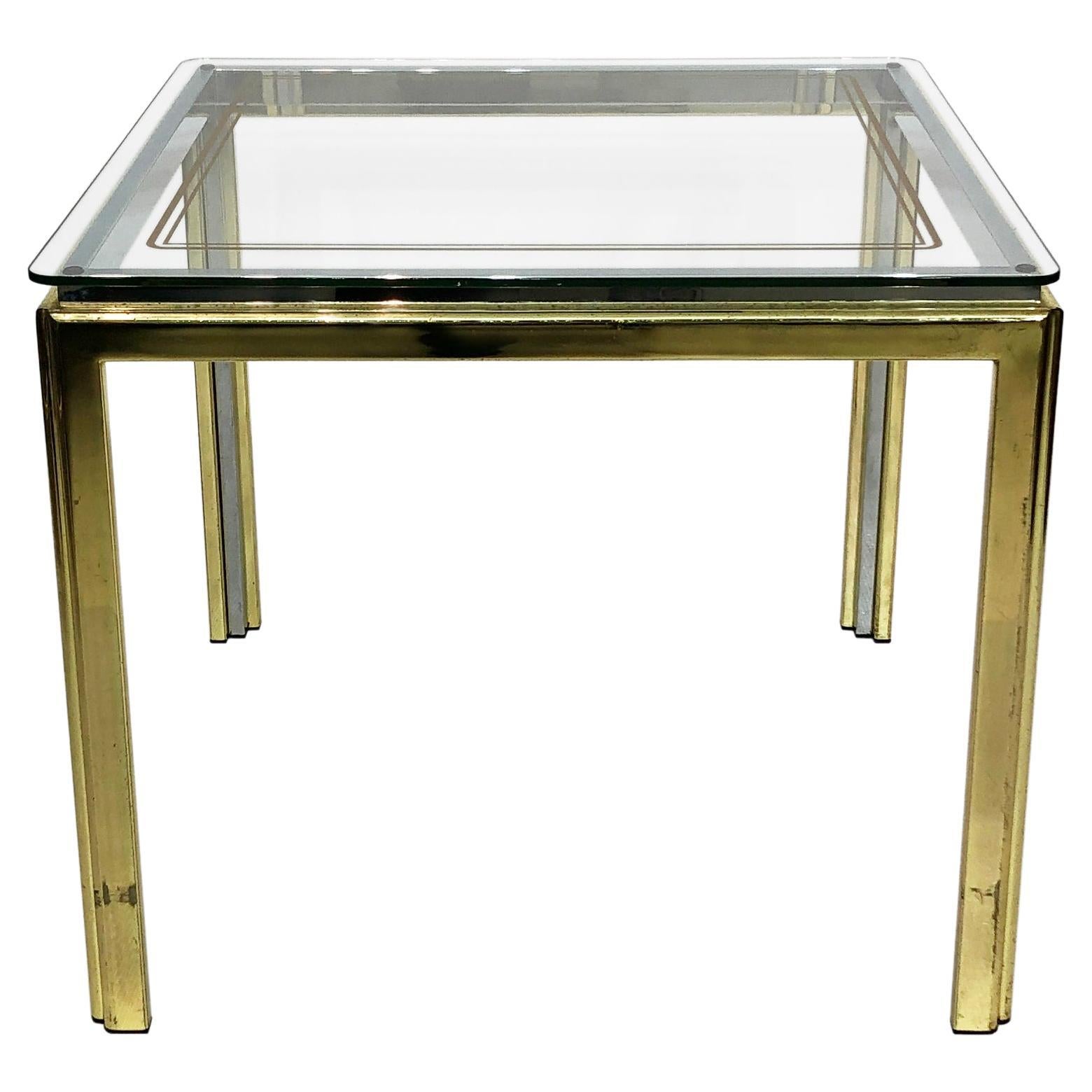 1970s Brass Chrome Glass Side Table Renato Zevi Style 6 Available Hollywood Rege