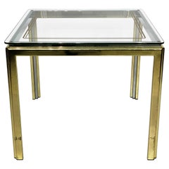 Vintage 1970s Brass Chrome Glass Side Table Renato Zevi Style 6 Available Hollywood Rege