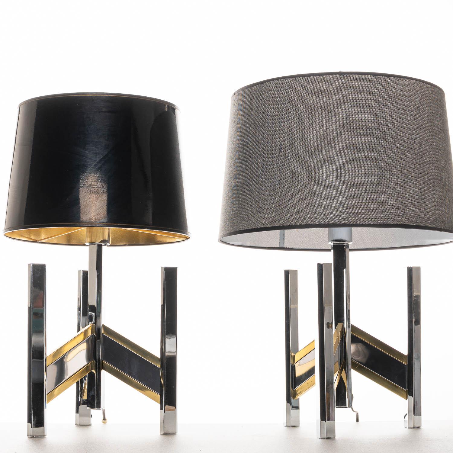 1970’s Brass & Chrome Table Lamps, Classic Concorde Design by Gaetano Sciolari For Sale 5