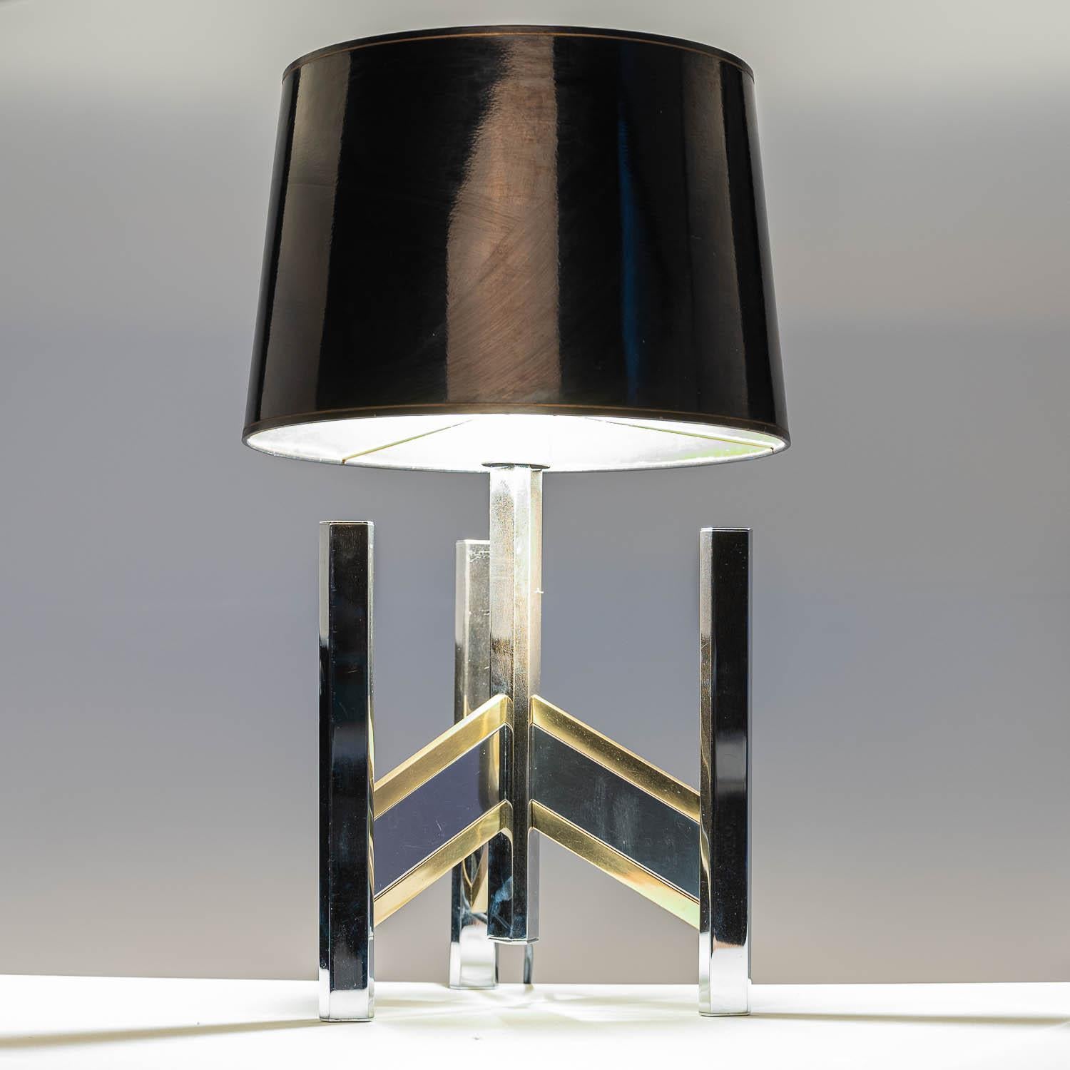 1970’s Brass & Chrome Table Lamps, Classic Concorde Design by Gaetano Sciolari For Sale 8