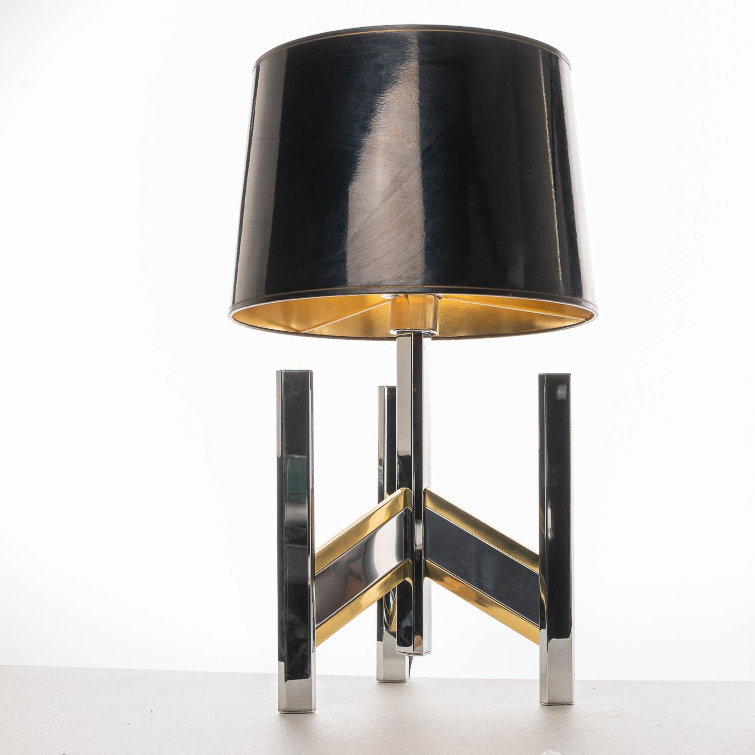 1970’s Brass & Chrome Table Lamps, Classic Concorde Design by Gaetano Sciolari For Sale 4