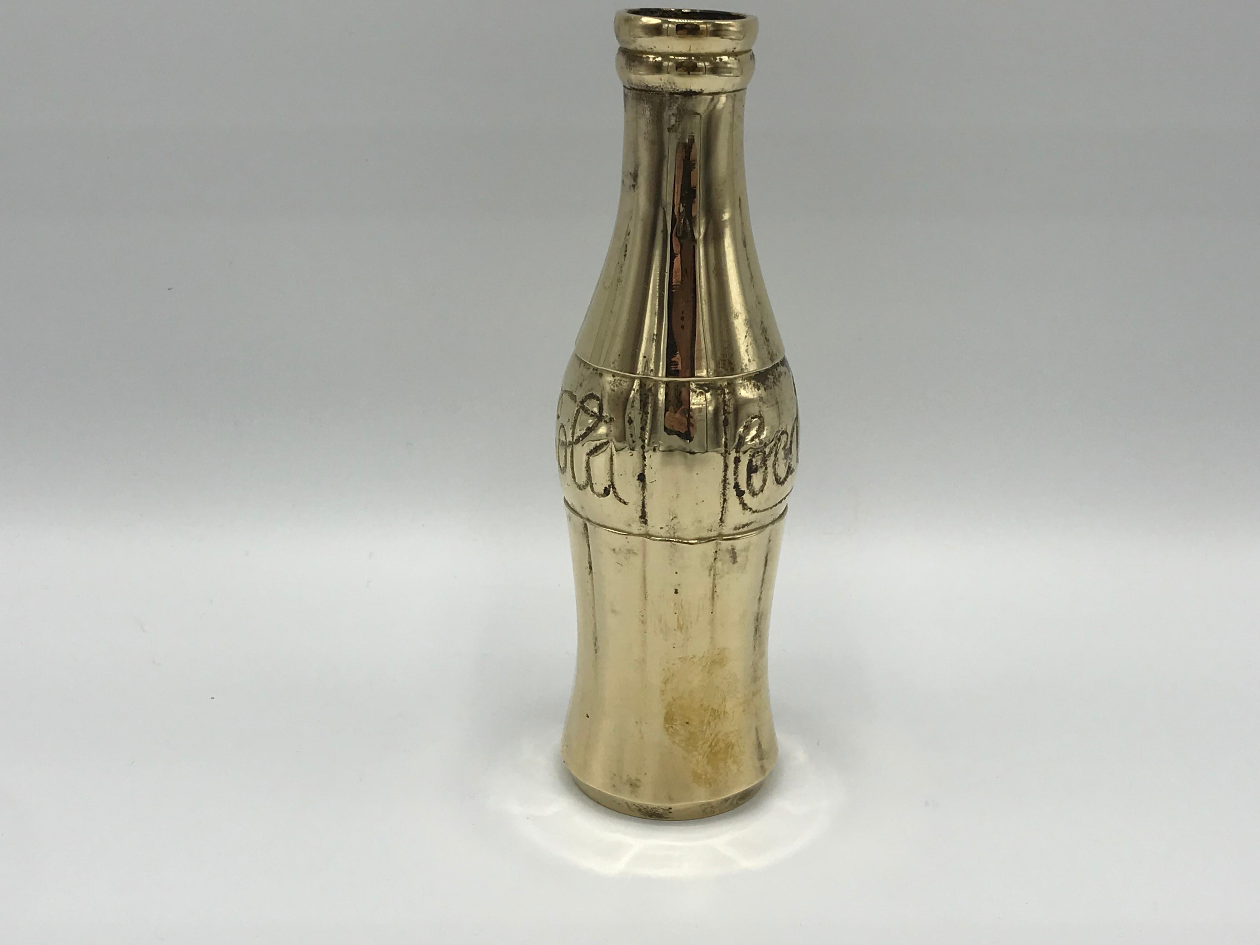 Modern 1970s Brass Coca-Cola Bottle Sculpture