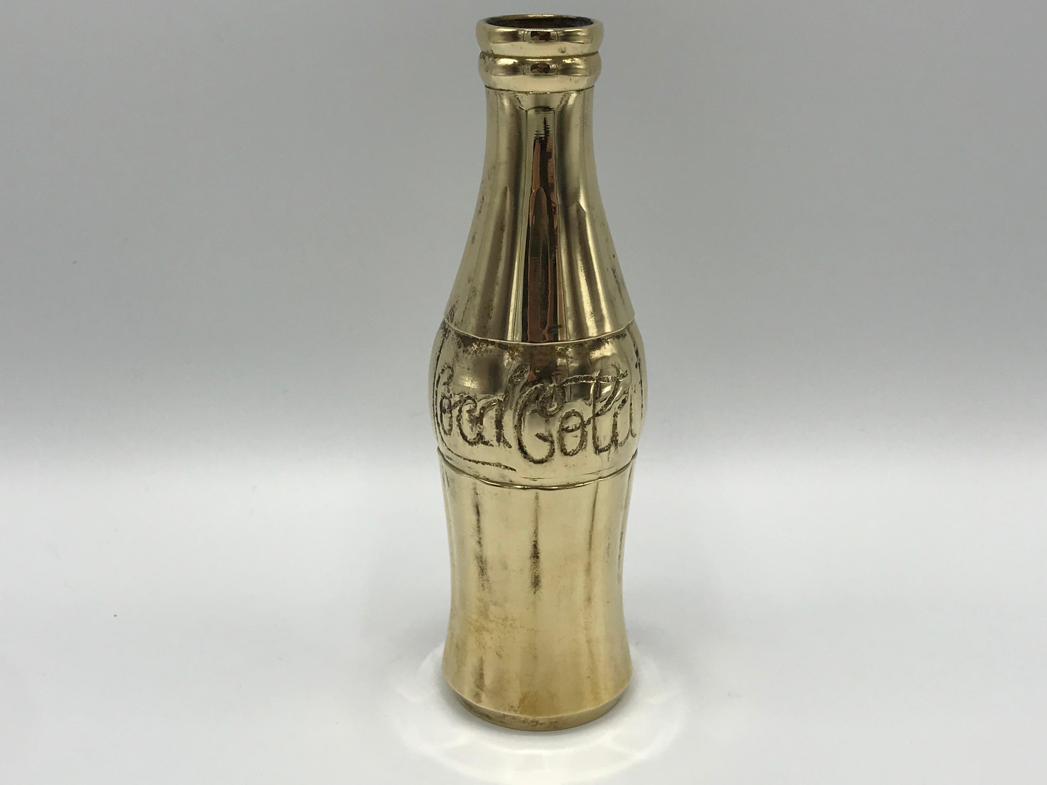 Polished 1970s Brass Coca-Cola Bottle Sculpture