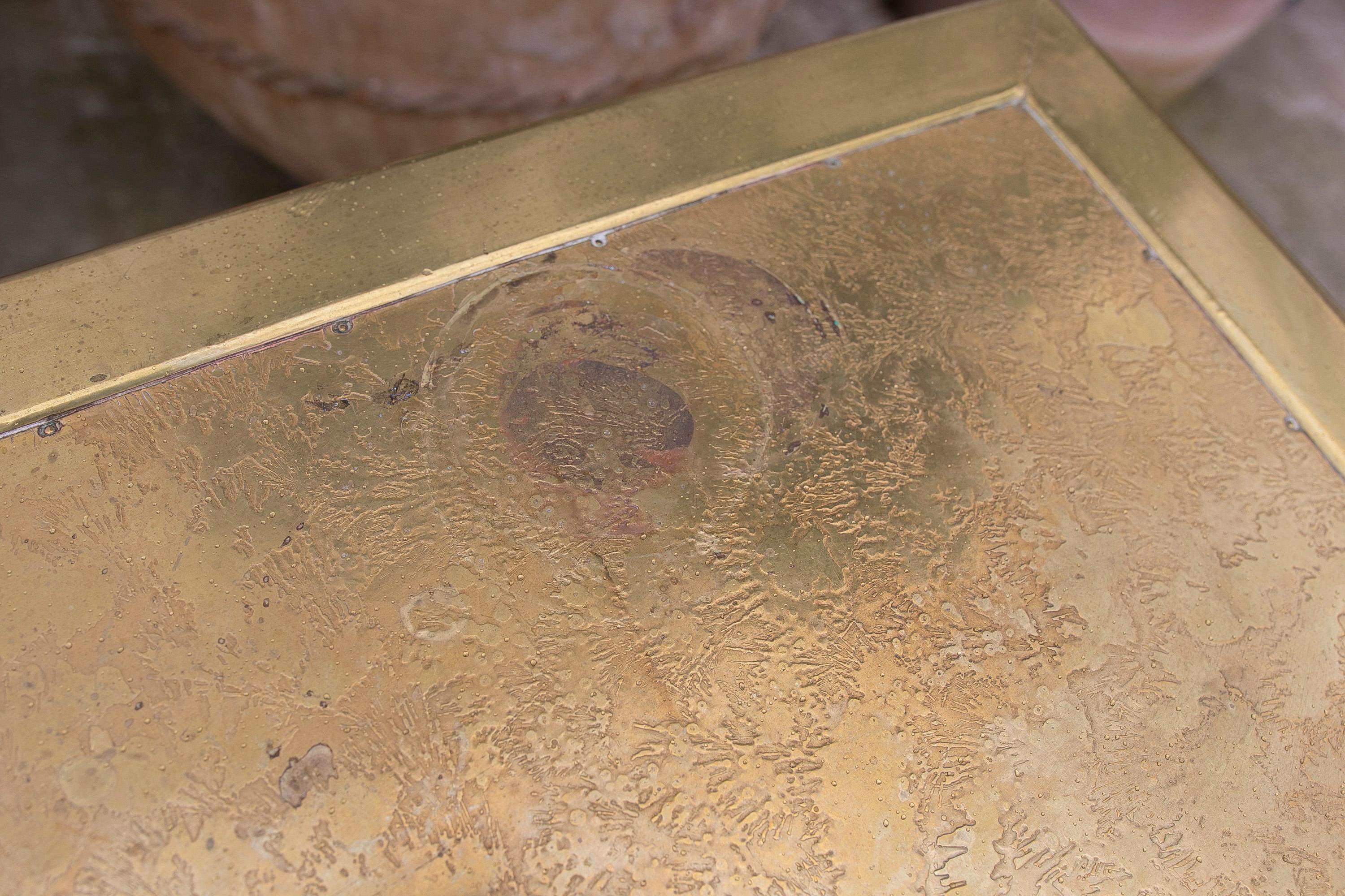 1970s, Brass Console Signed by the Artist Gony Nava For Sale 11