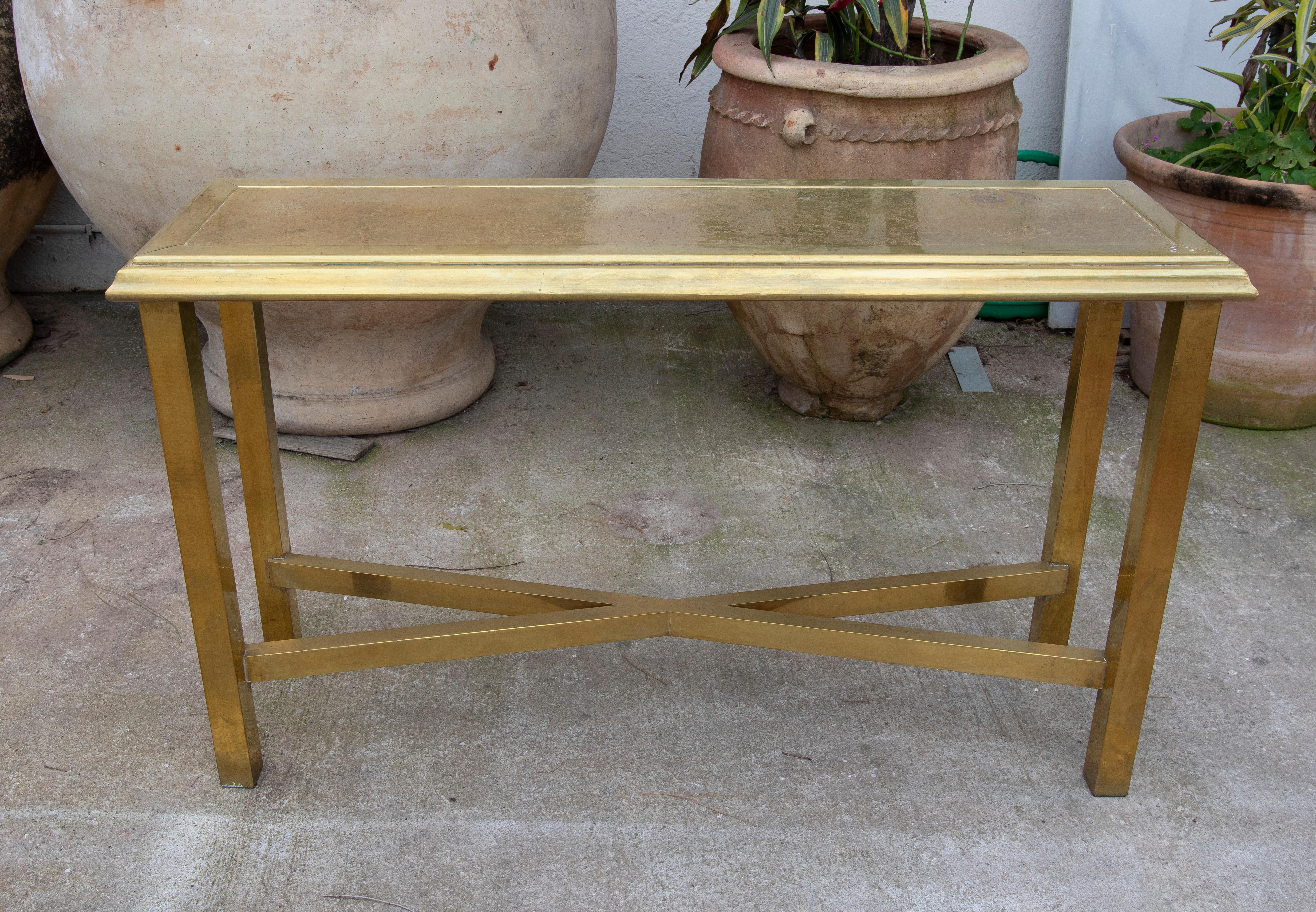 1970s Brass console signed by the Artist Gony Nava.