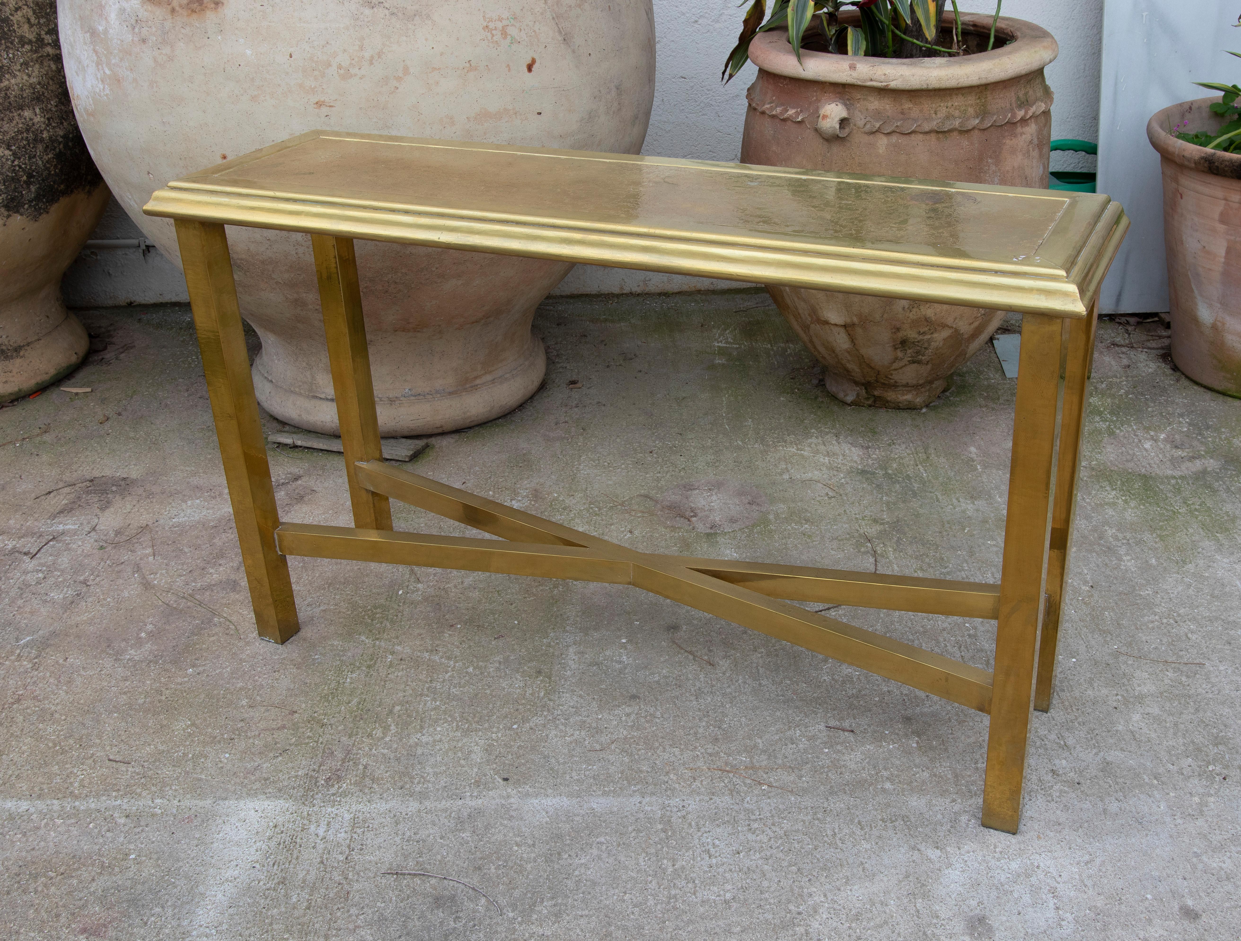 Spanish 1970s, Brass Console Signed by the Artist Gony Nava For Sale