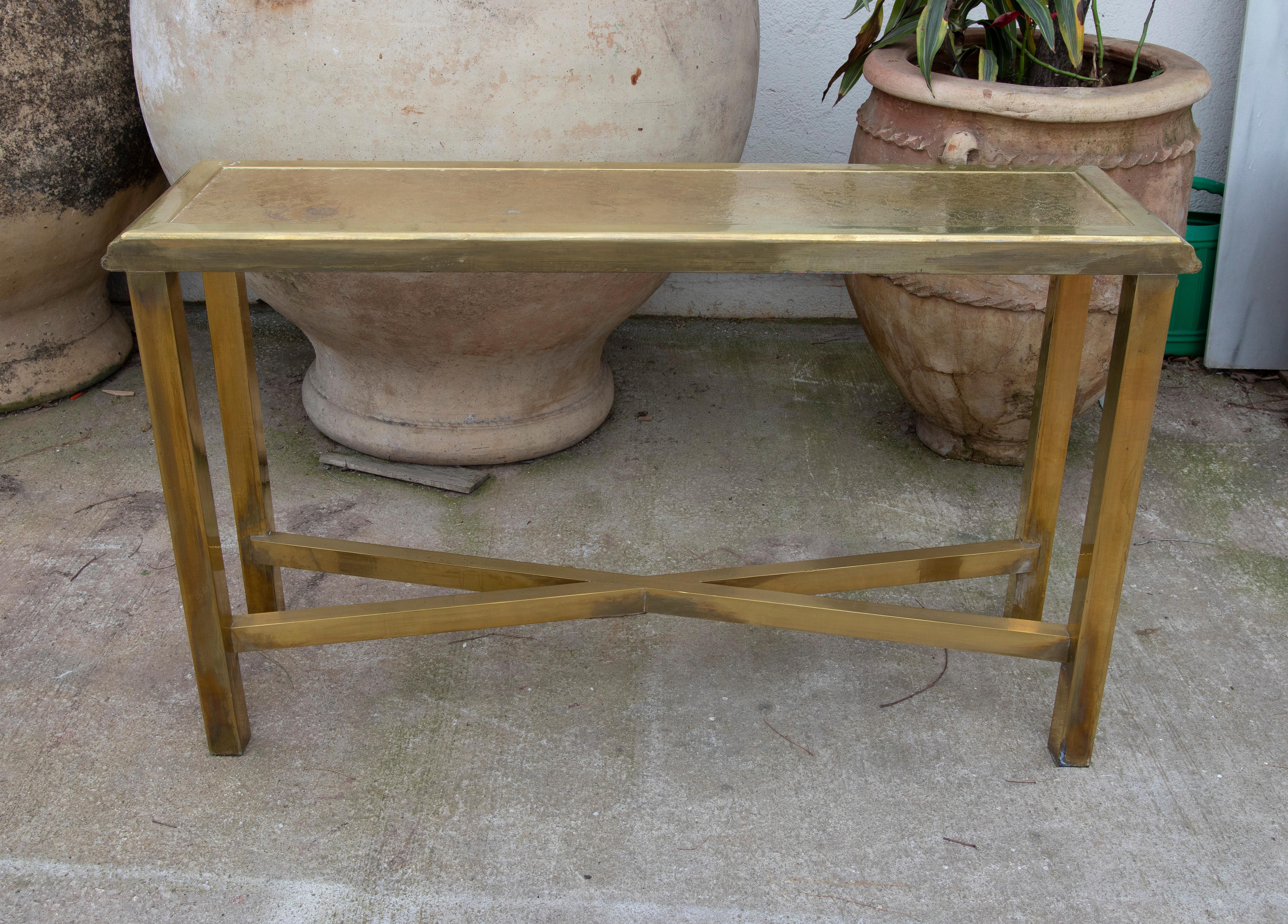 1970s, Brass Console Signed by the Artist Gony Nava In Good Condition For Sale In Marbella, ES