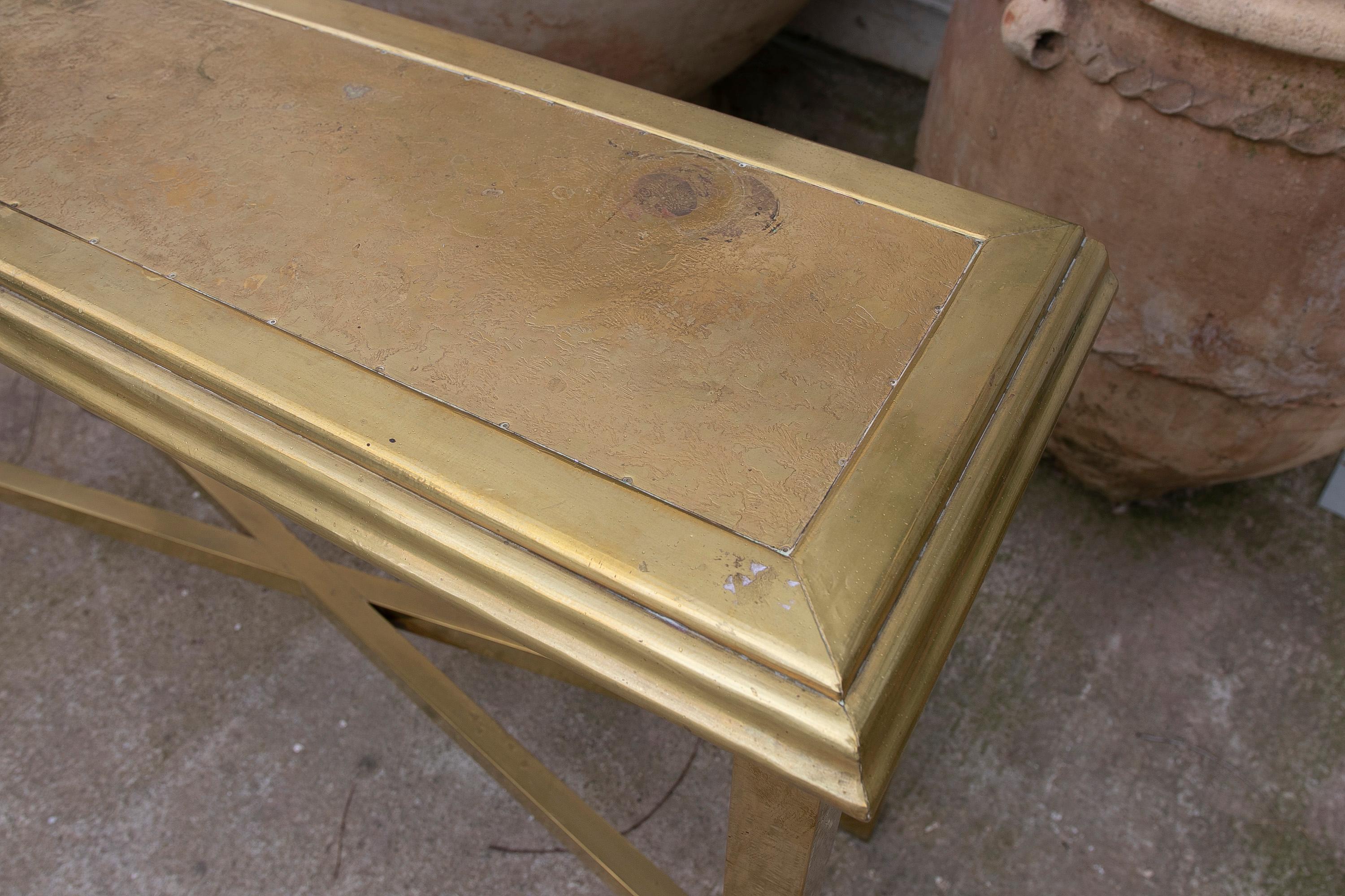 1970s, Brass Console Signed by the Artist Gony Nava For Sale 1