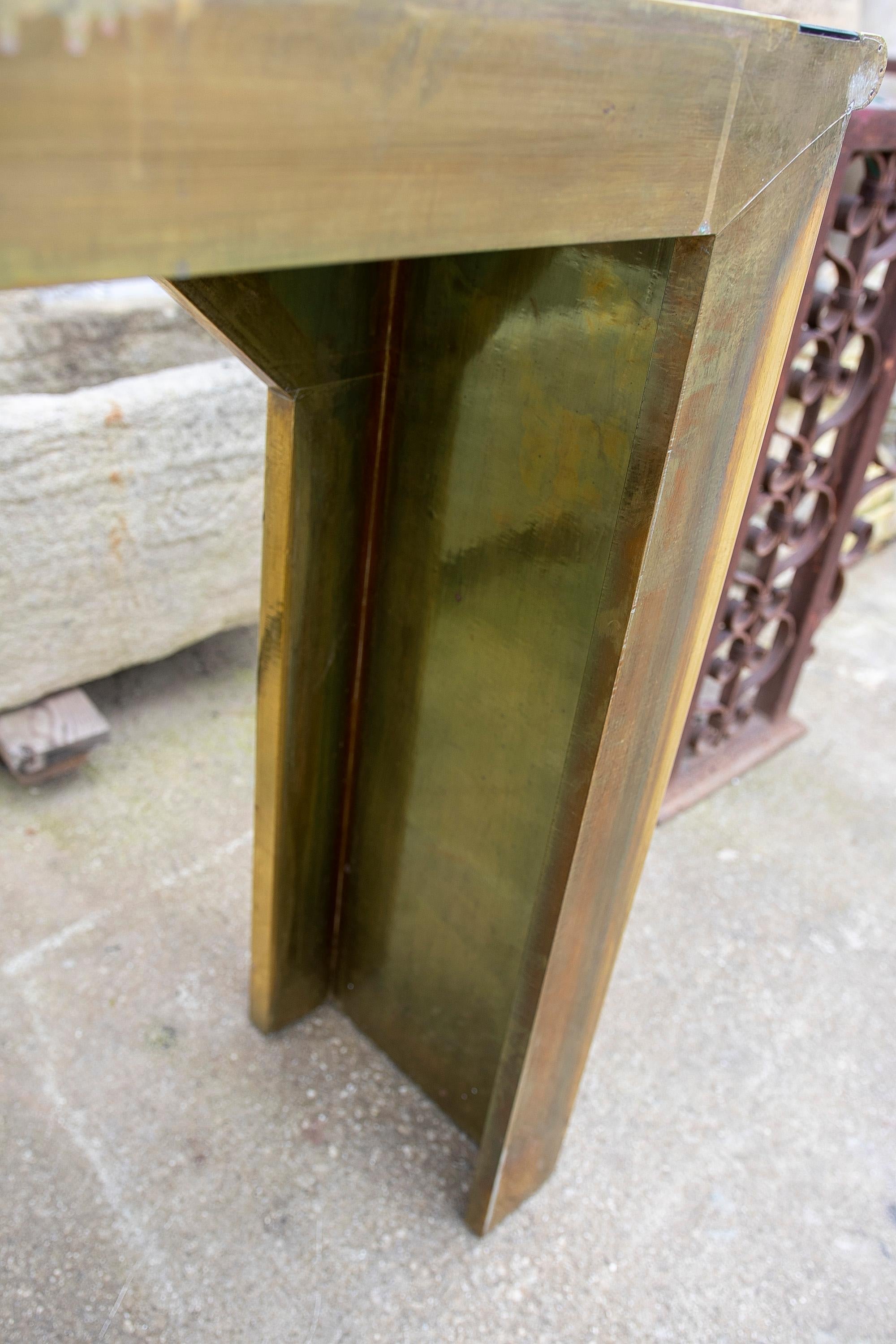 1970s, Brass Console with Mirror Signed by the Artist Gony Nava For Sale 12