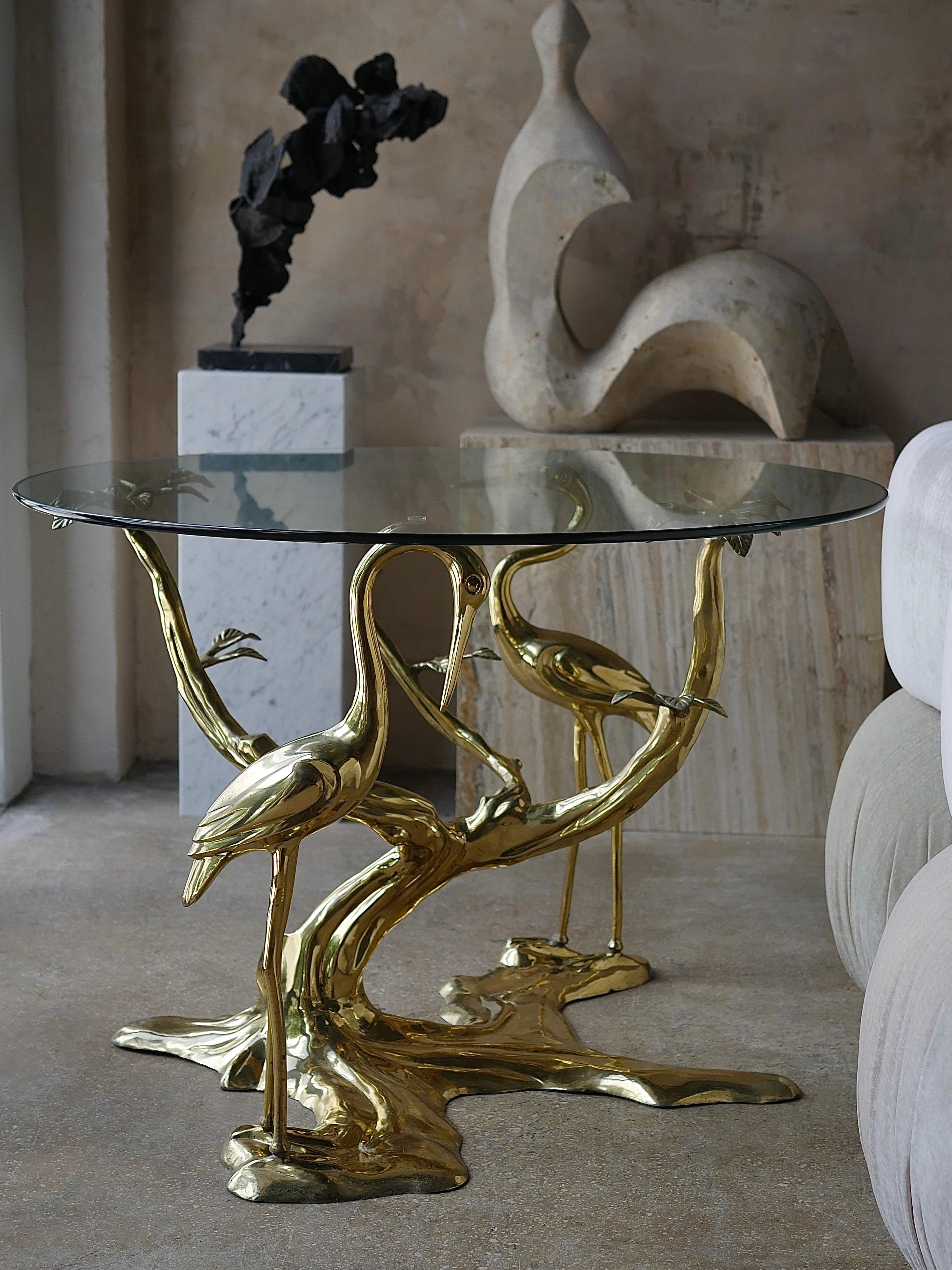 1970s Brass Crane and Bonsai Tree Entry Table 2