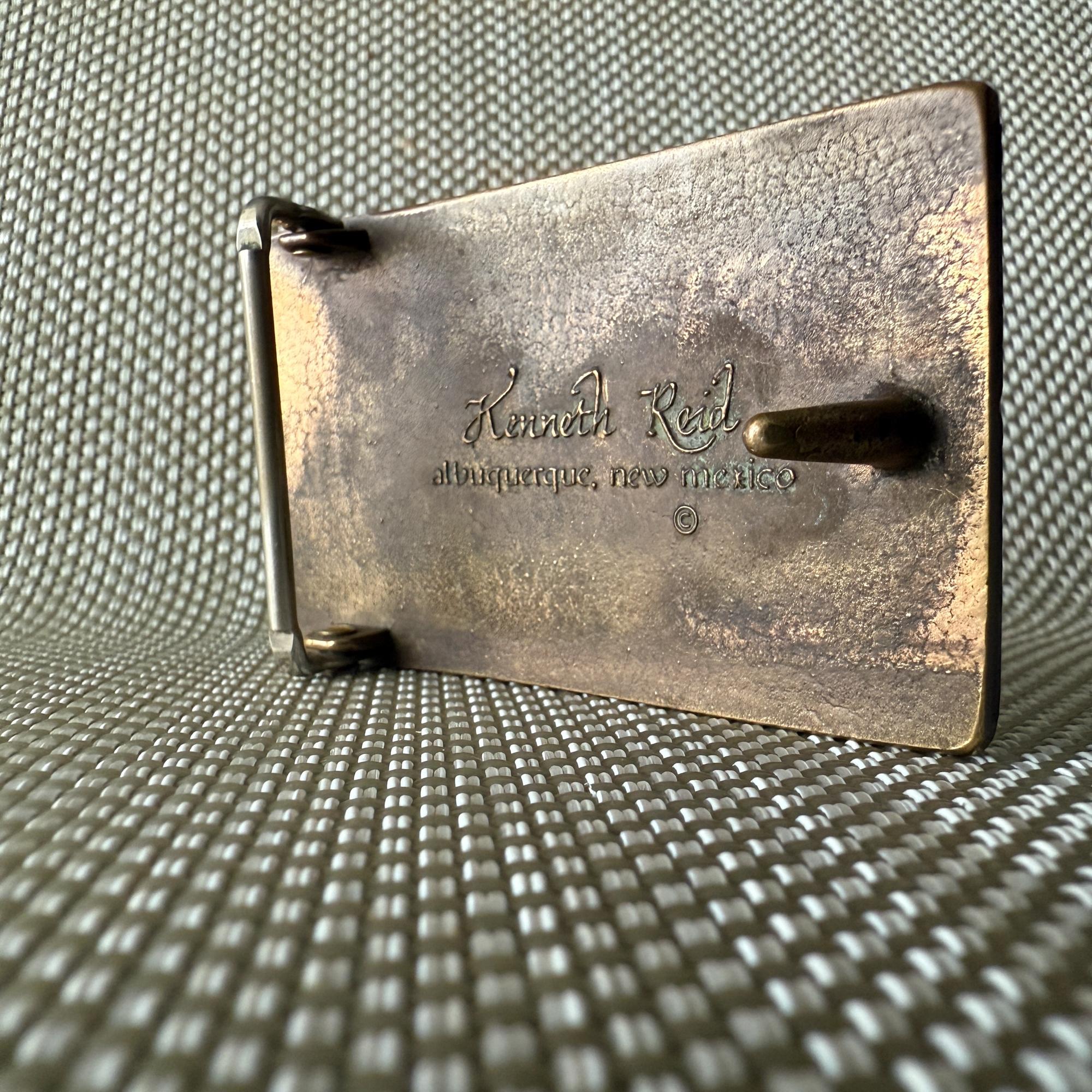 Fibbia per cintura in ottone e legno scuro degli anni '70 Kenneth Reid New Mexico in vendita 3