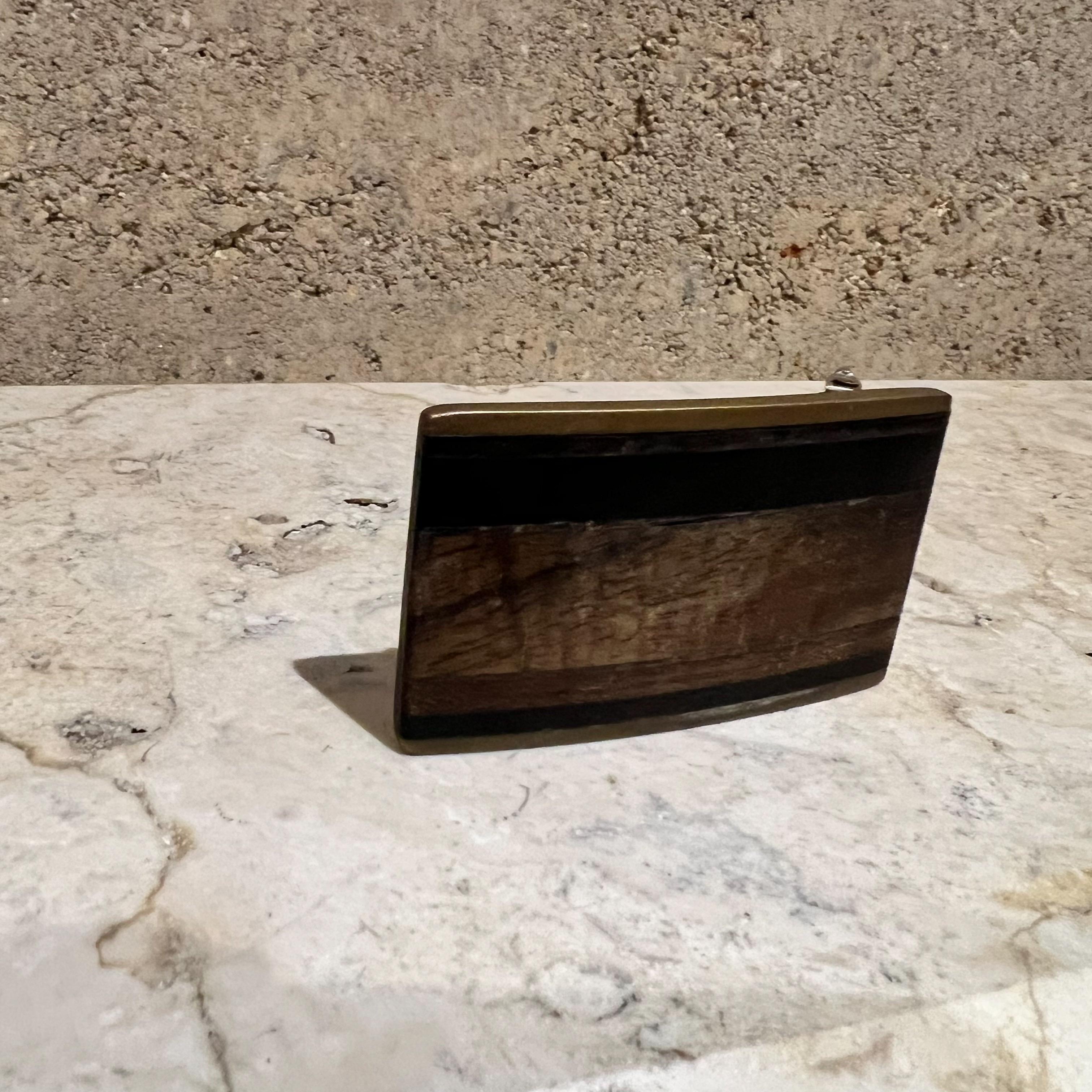 Mid-Century Modern 1970s Brass Dark Wood Belt Buckle Kenneth Reid New Mexico For Sale