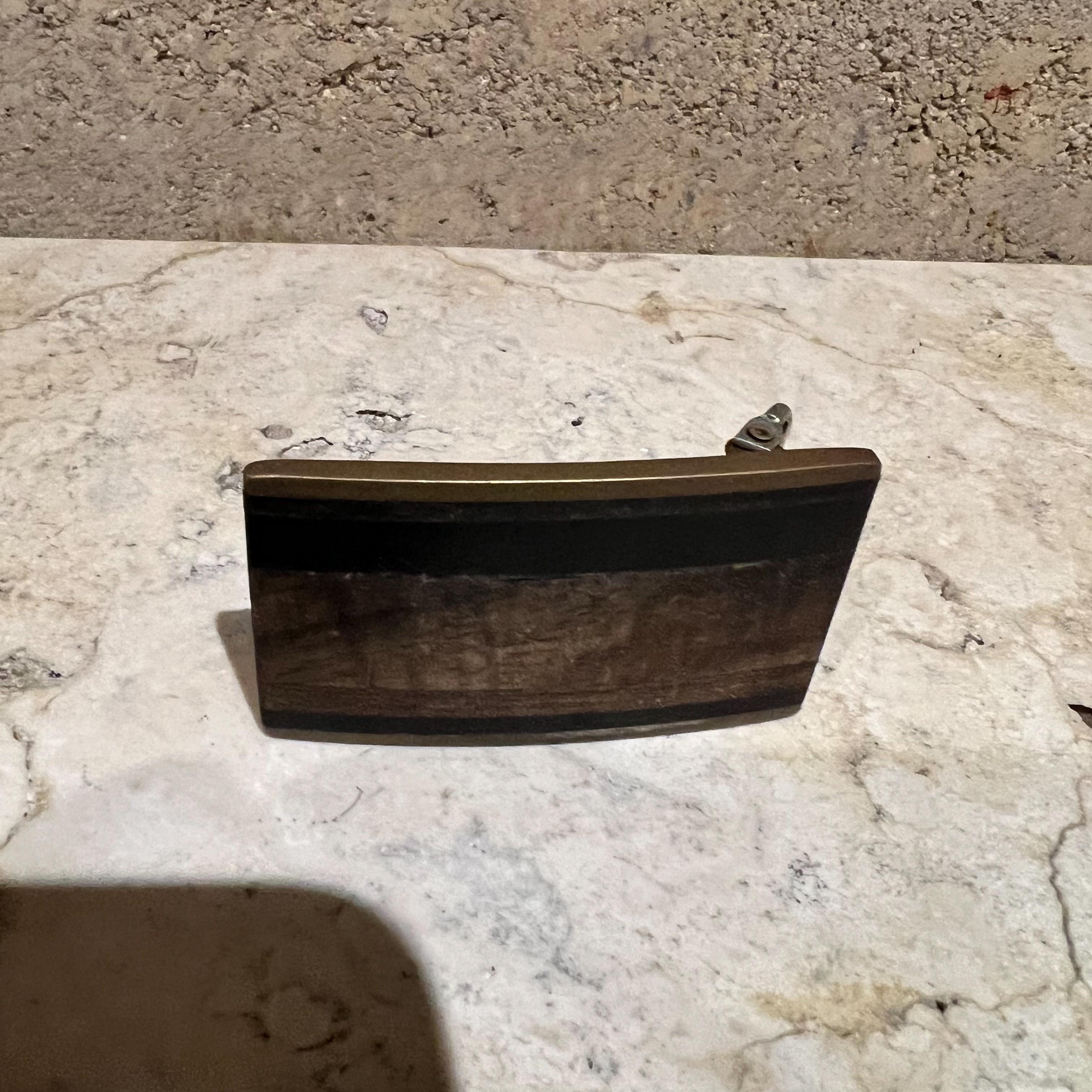 American 1970s Brass Dark Wood Belt Buckle Kenneth Reid New Mexico For Sale