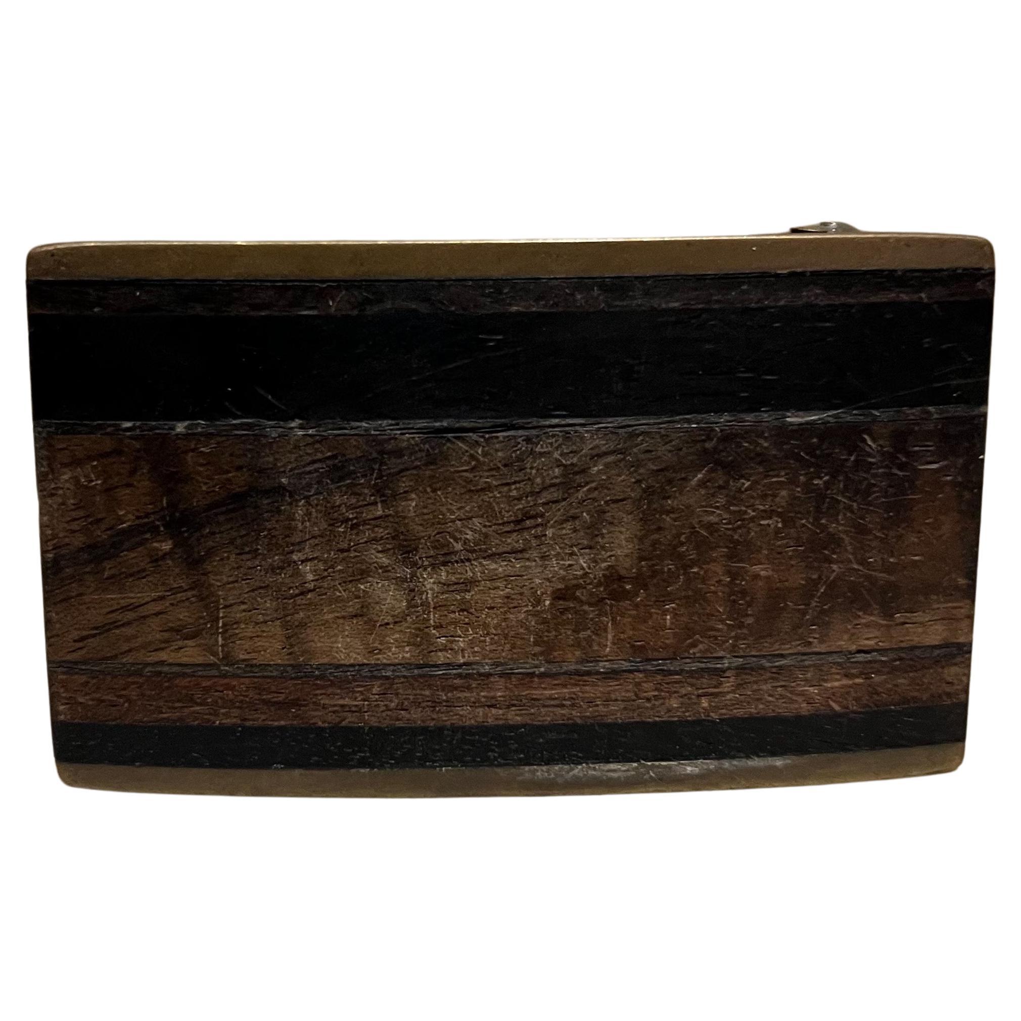1970s Brass Dark Wood Belt Buckle Kenneth Reid New Mexico