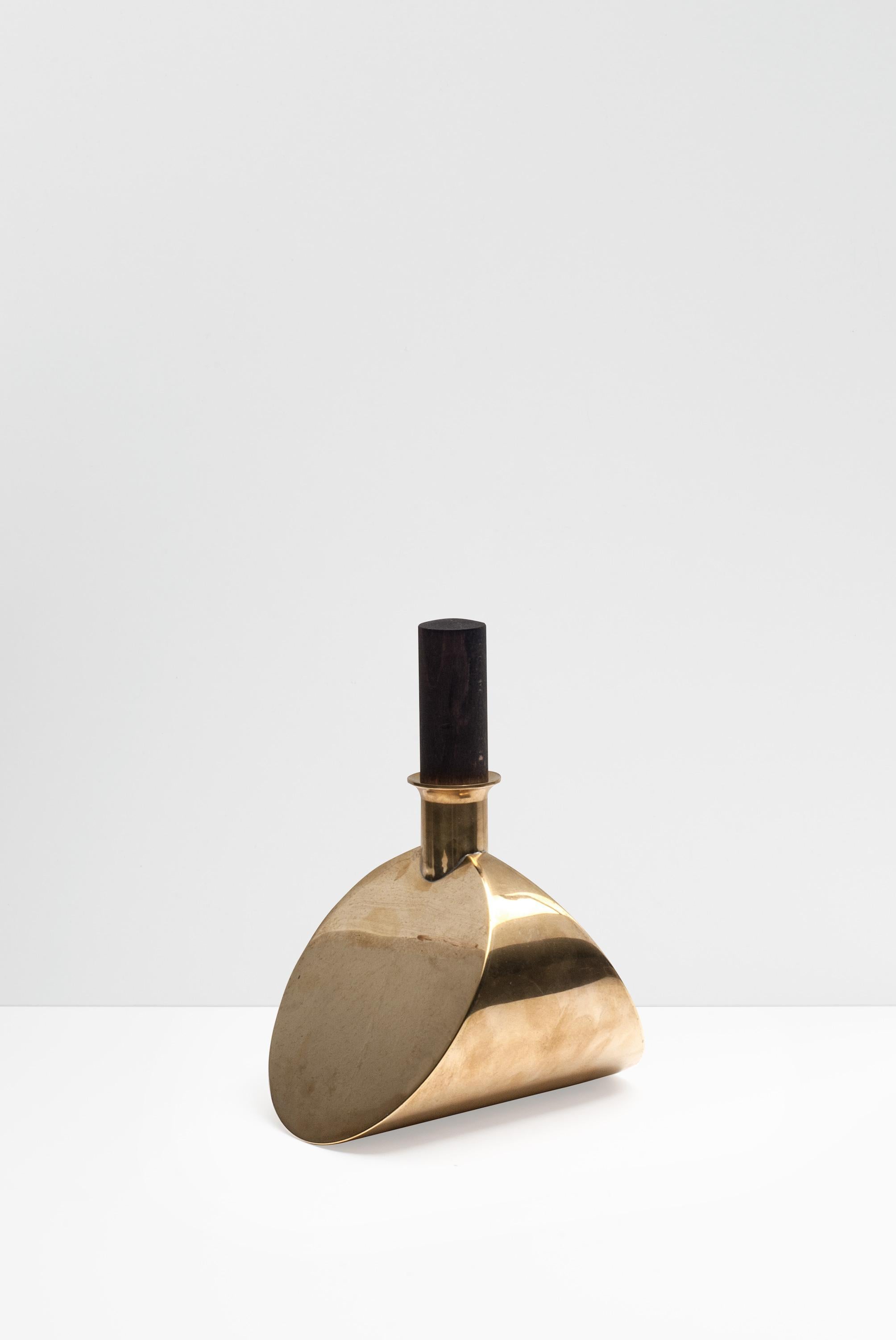Swedish 1970s Brass Decanter with Wooden Stopper by Pierre Forsell for Skultuna