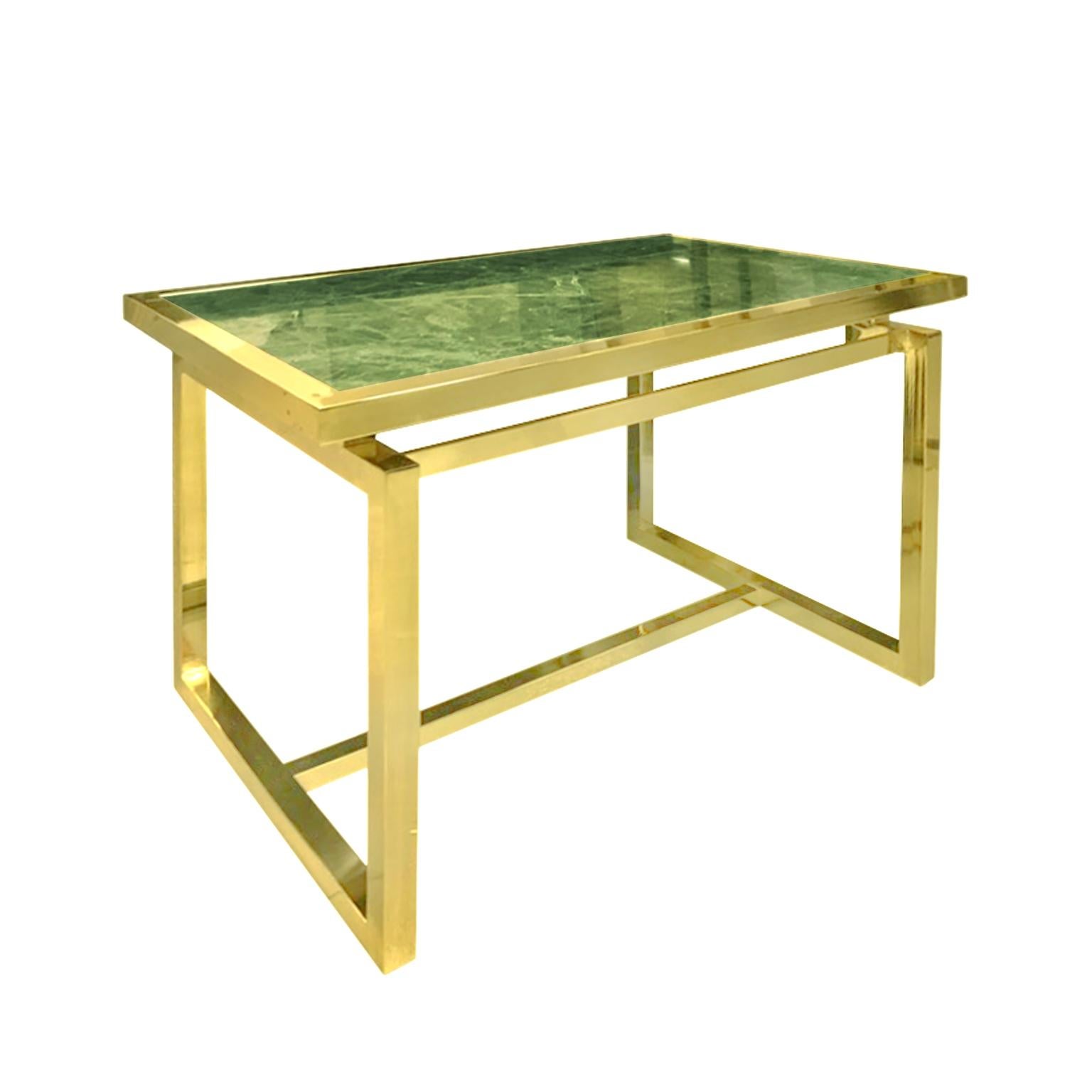 Brass desk with green marble cantilevered top. USA, 1970s.