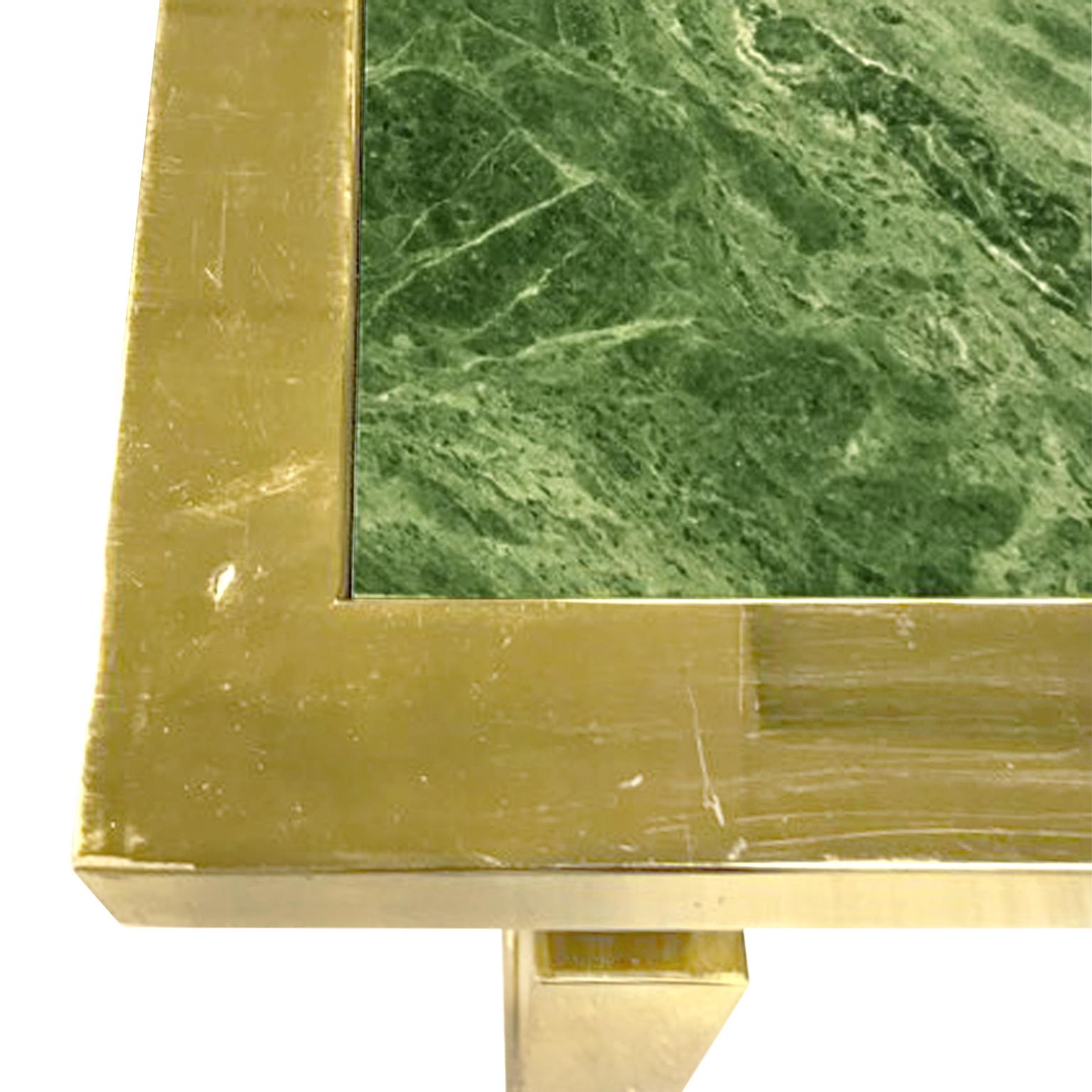 American 1970s Brass Desk with Green Marble Cantilevered Top