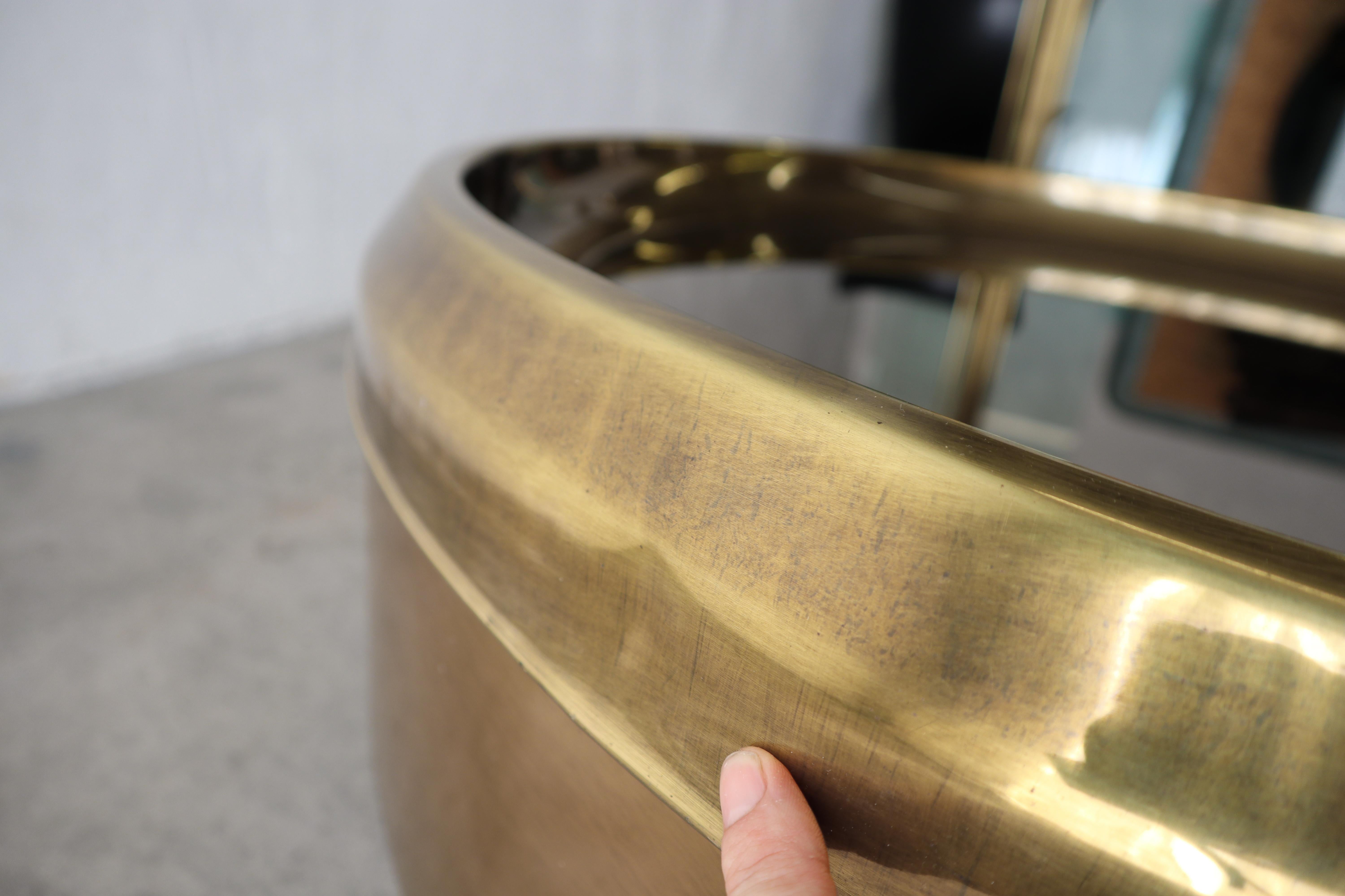 1970's Brass Drum Coffee Table by Mastercraft Furniture 1