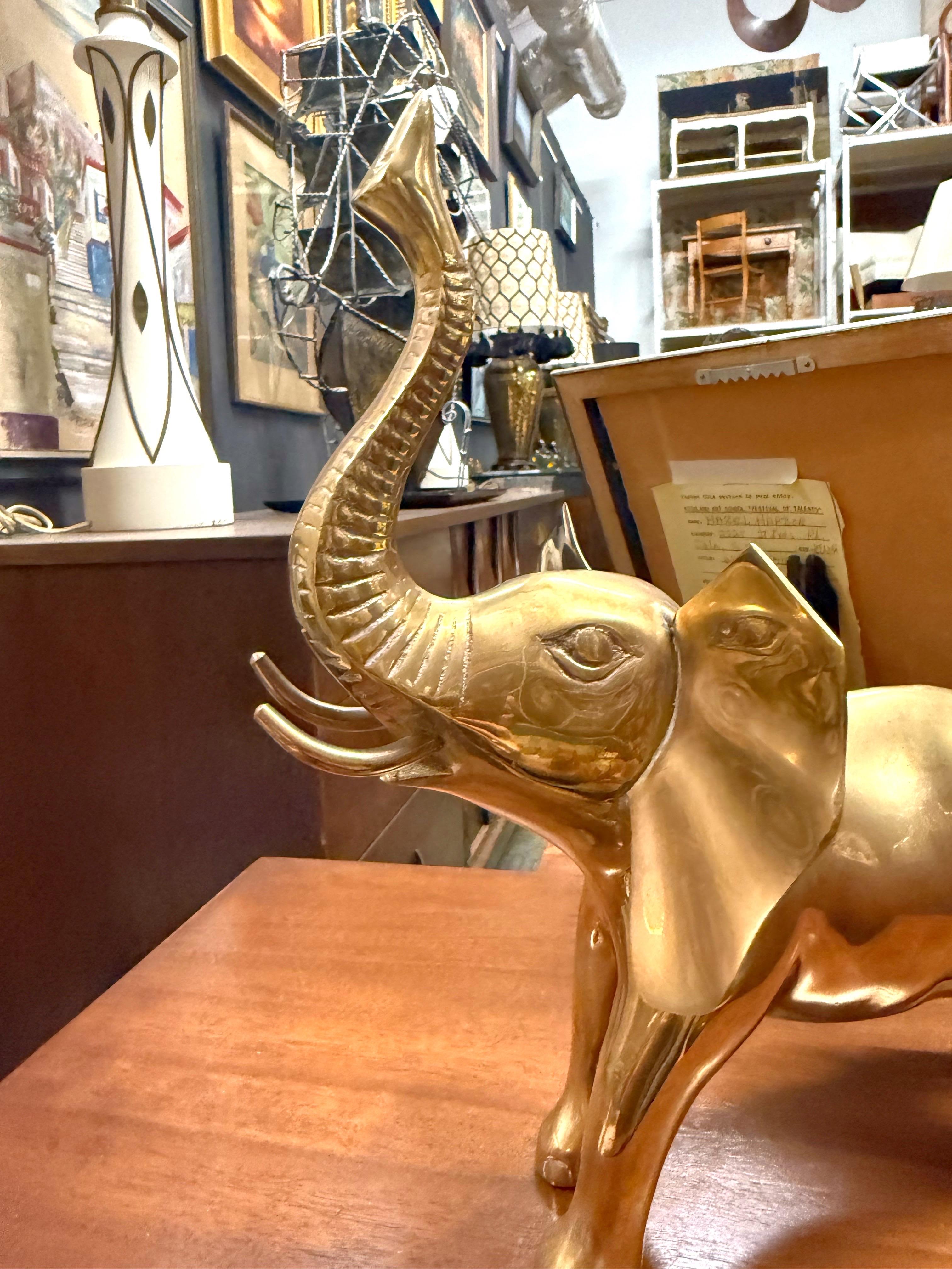 Unknown 1970s Brass Elephant Sculpture