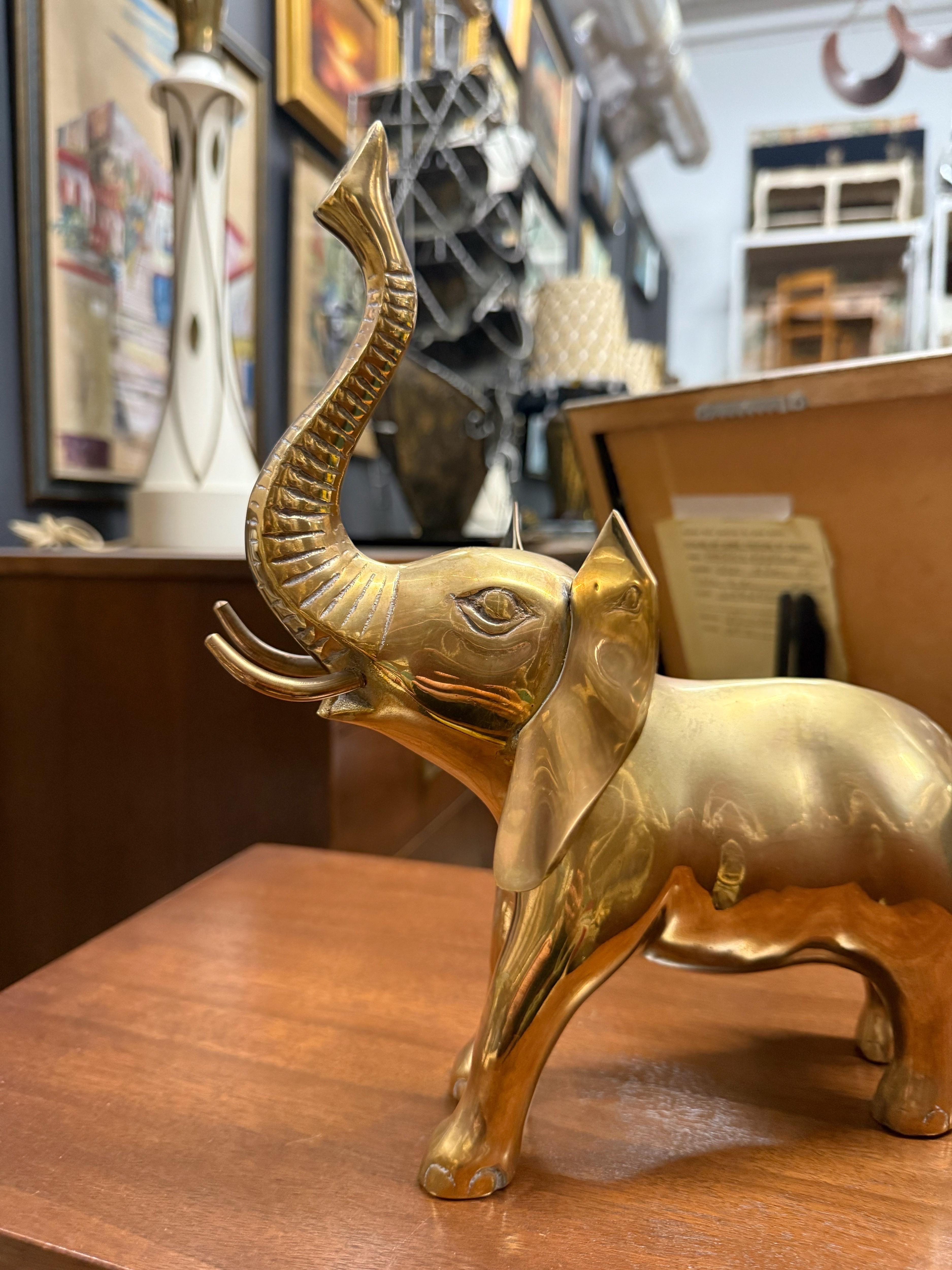 Late 20th Century 1970s Brass Elephant Sculpture