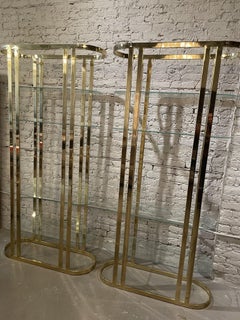 1970s Mid Century Hollywood Regency Brass Etagere, a Pair