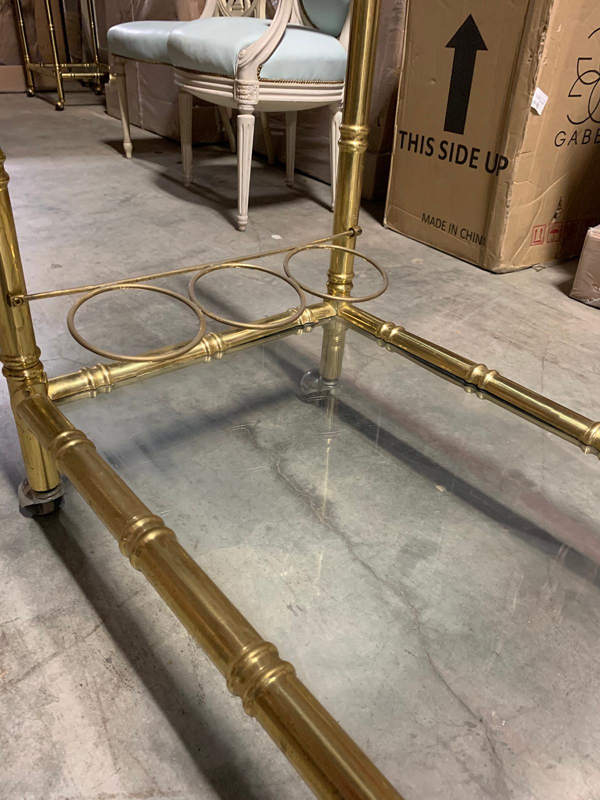 1970s Brass Faux Bamboo and Glass Bar Cart 9