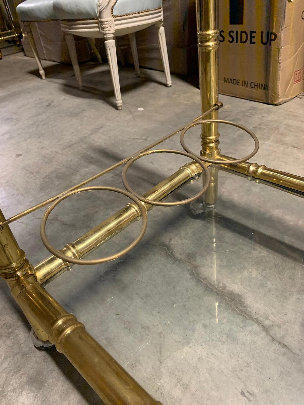 1970s Brass Faux Bamboo and Glass Bar Cart 12