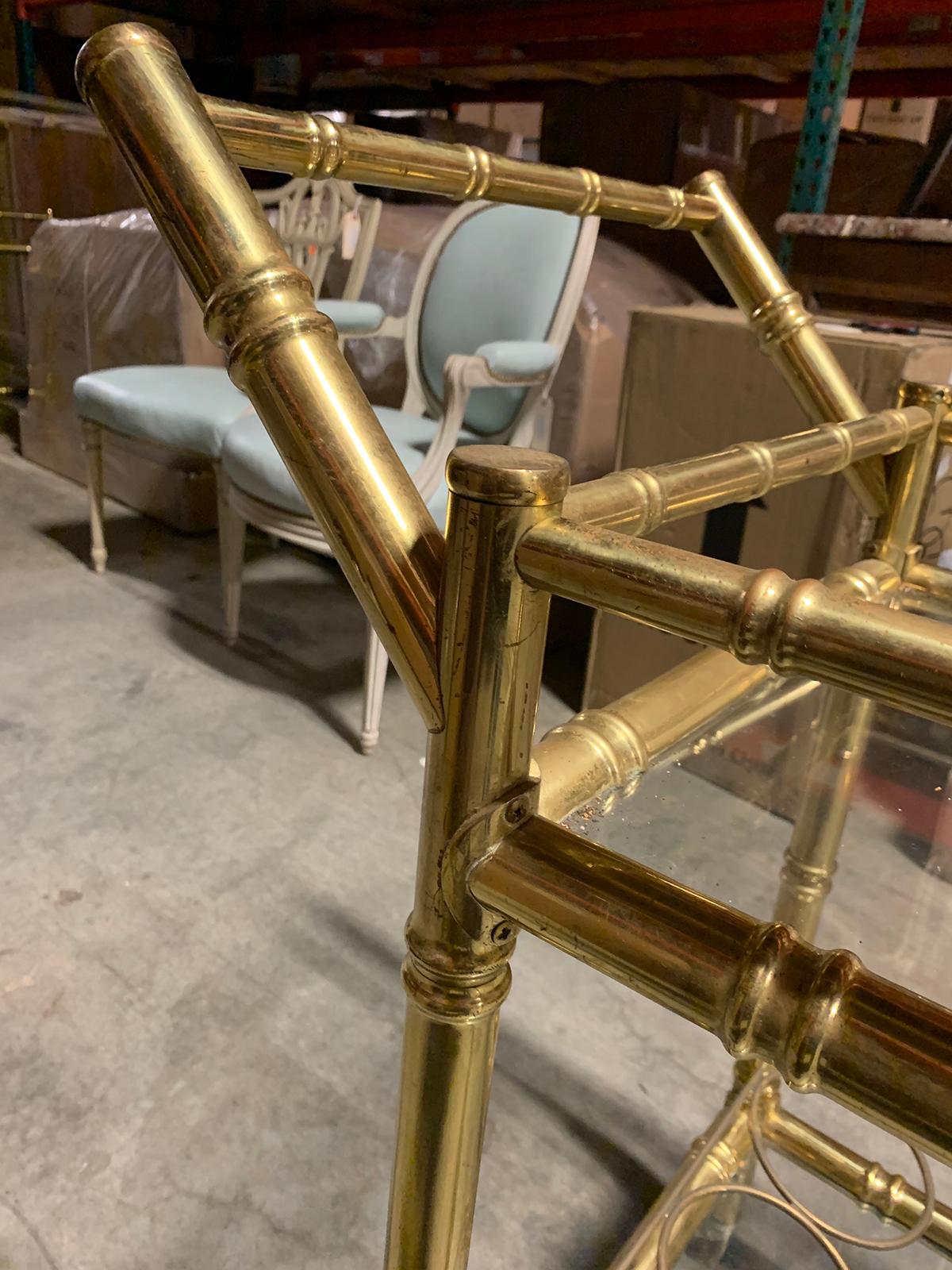 1970s Brass Faux Bamboo and Glass Bar Cart 14