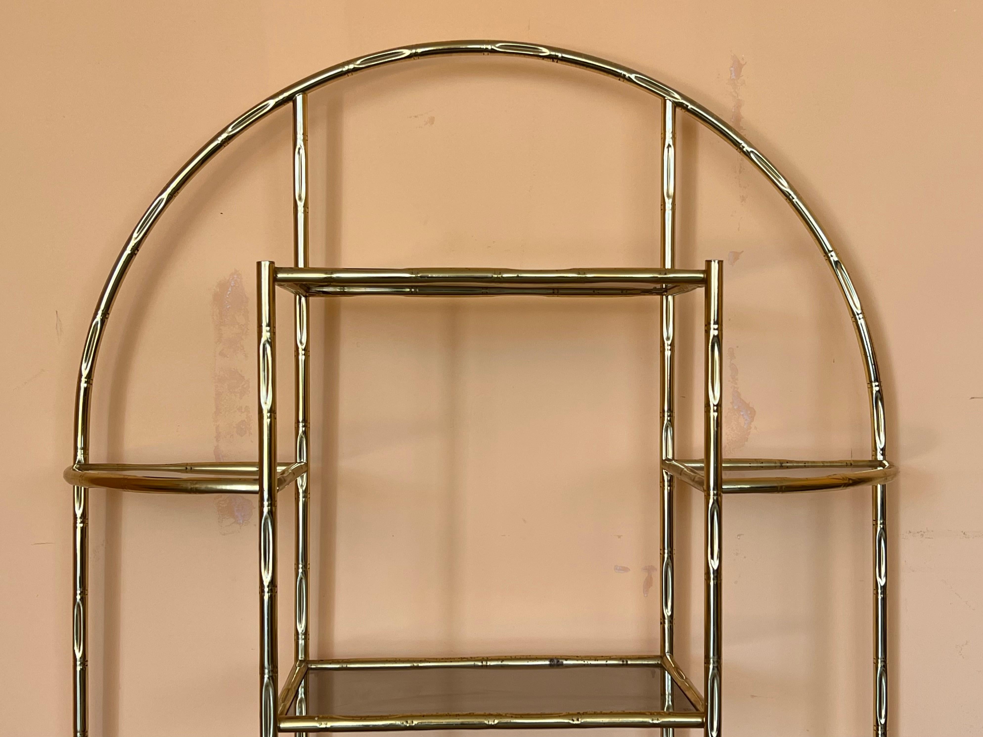1970s Brass Faux Bamboo Glass Display Unit Hollywood Regency  1980s In Good Condition For Sale In Miami, FL